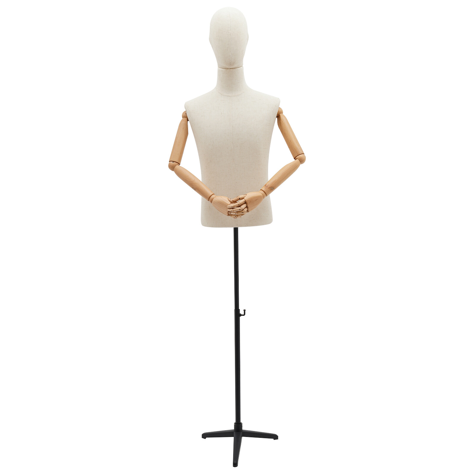 Adult Male Torso Mannequin Dress Form with tripod Base Adjustable Height