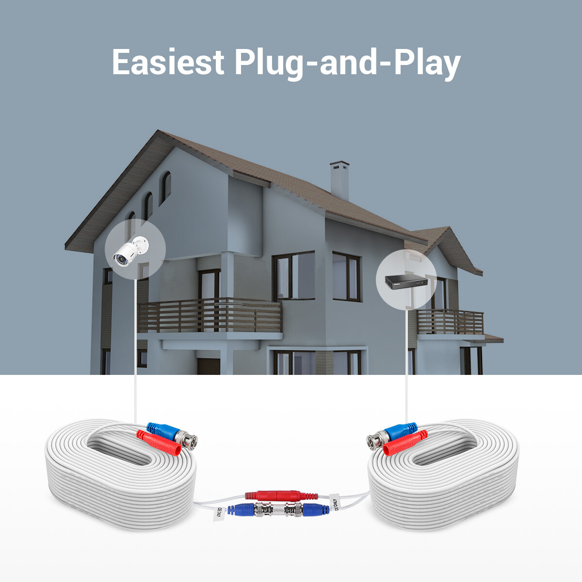 ANNKE 4x 100ft 30m Security Camera Video Power Cable BNC RCA CCTV Extension Cord