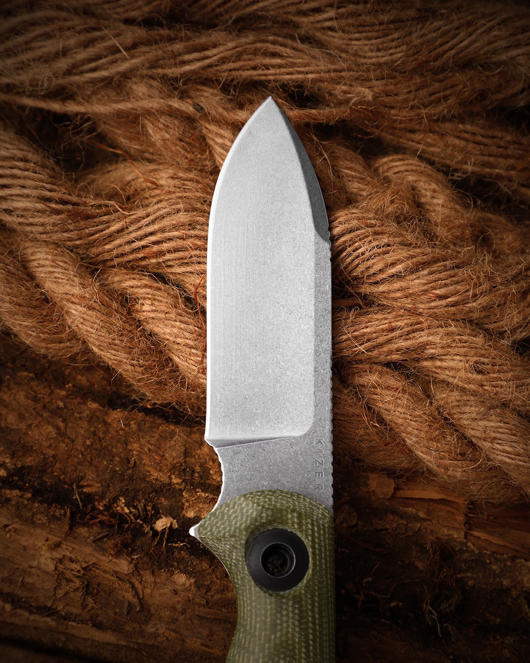 Kizer Drop Bear Fix 3 Fixed Knife 14C28N Blade Micarta Handle Medium Size 1101A2