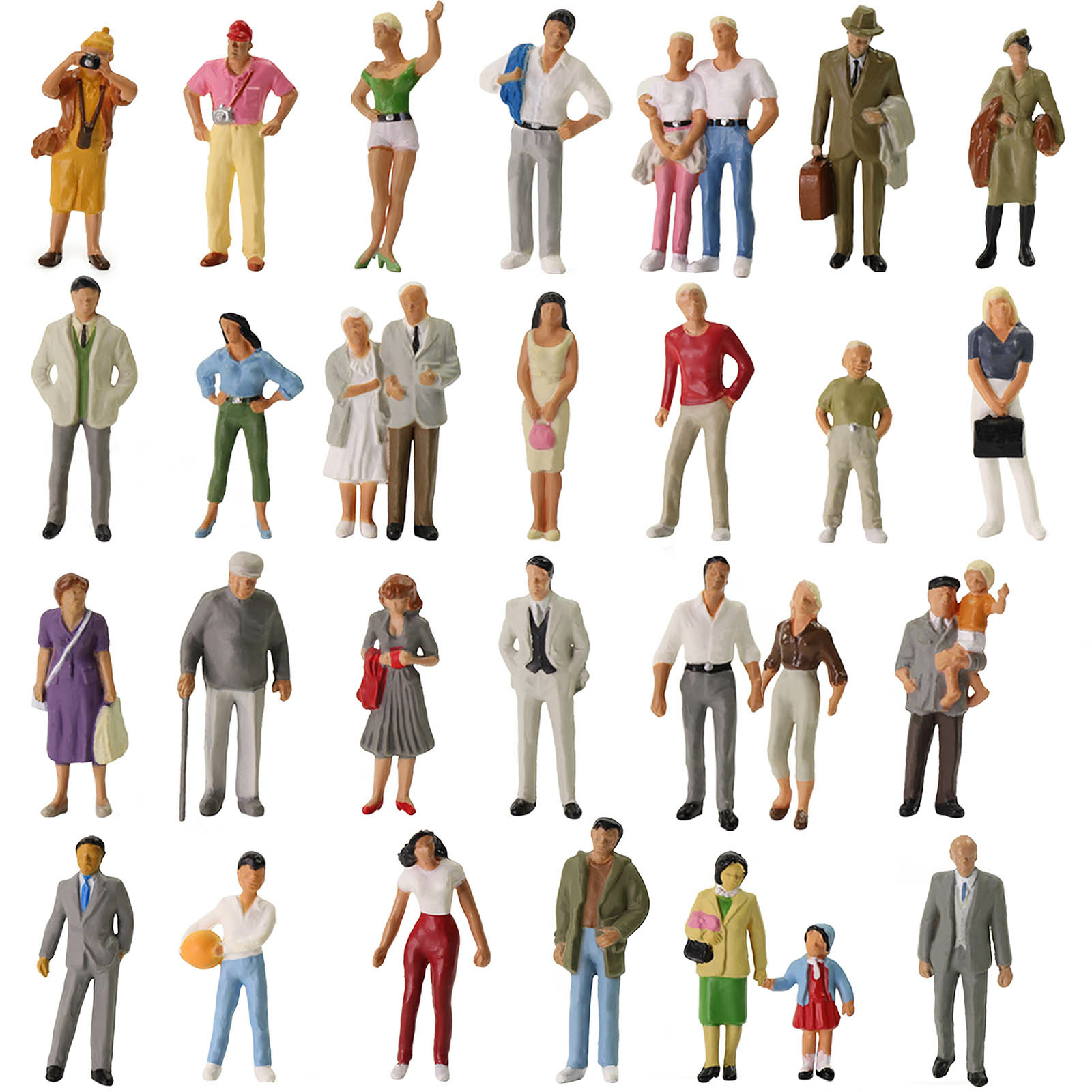 Model Trains 30pcs Different O Scale 1:43 Model Figures Standing People P4310
