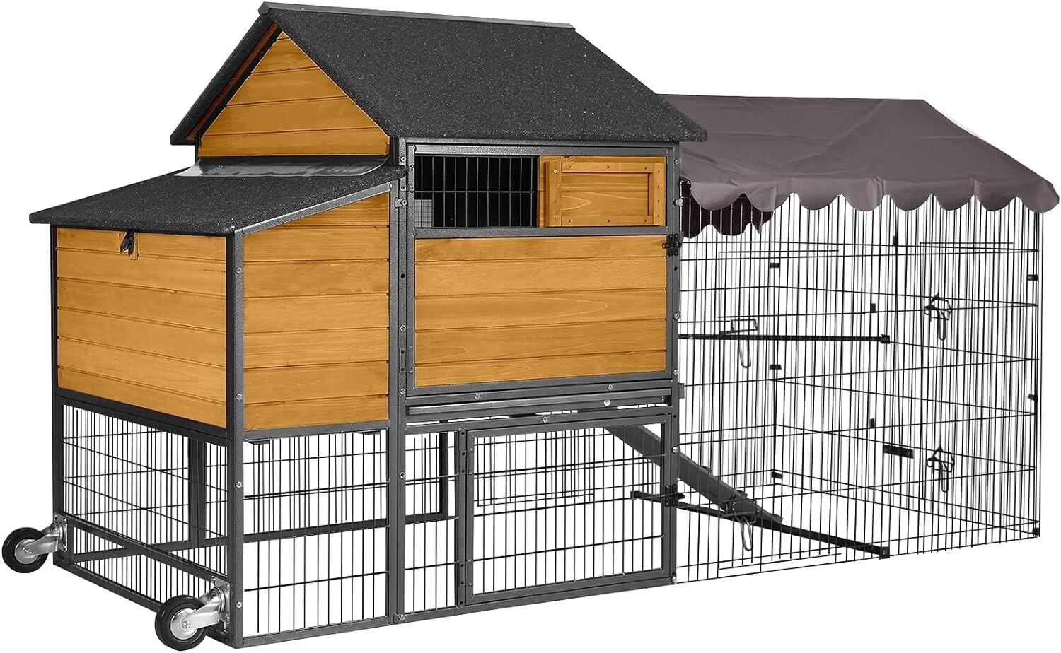 Aivituvin Mobile Chicken Coop 85" Large All-Steel Frame Hen House Poultry Cage