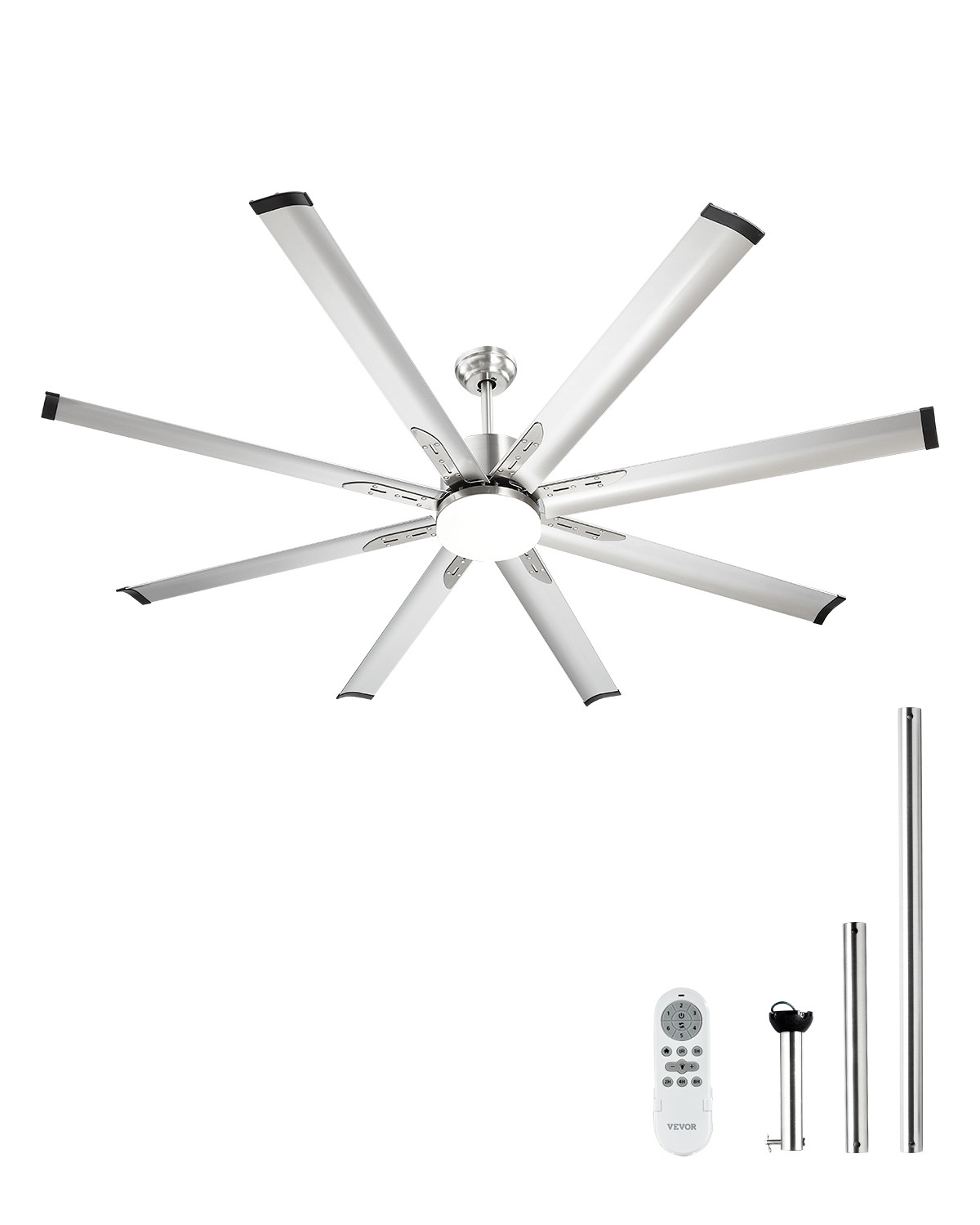 VEVOR 72 In Ceiling Fan with LED Light Remote Control Brushed Nickel Reversible