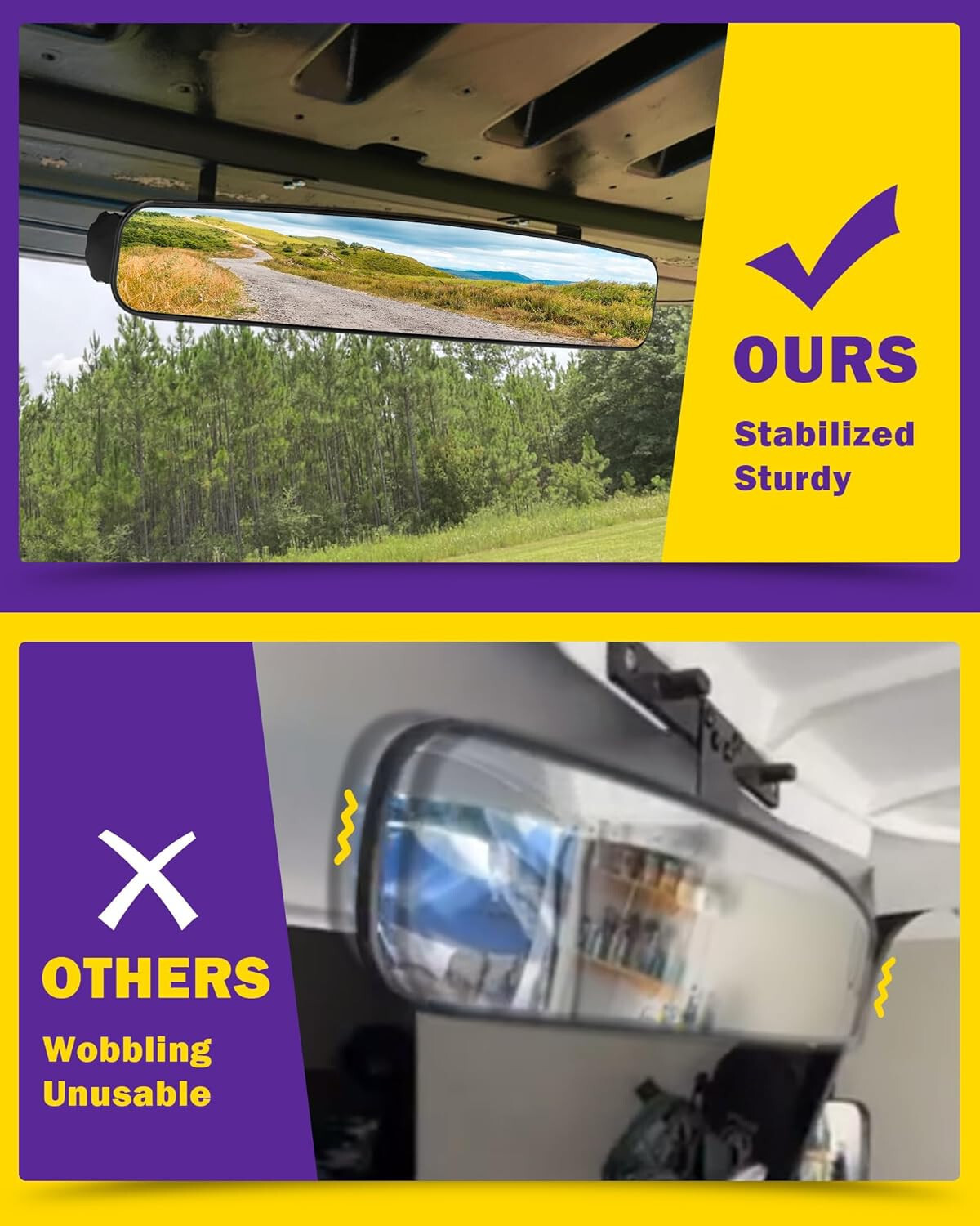 Golf Cart Rear View mirror for EZGO Club Car Yamaha Panoramic view 270° adjust