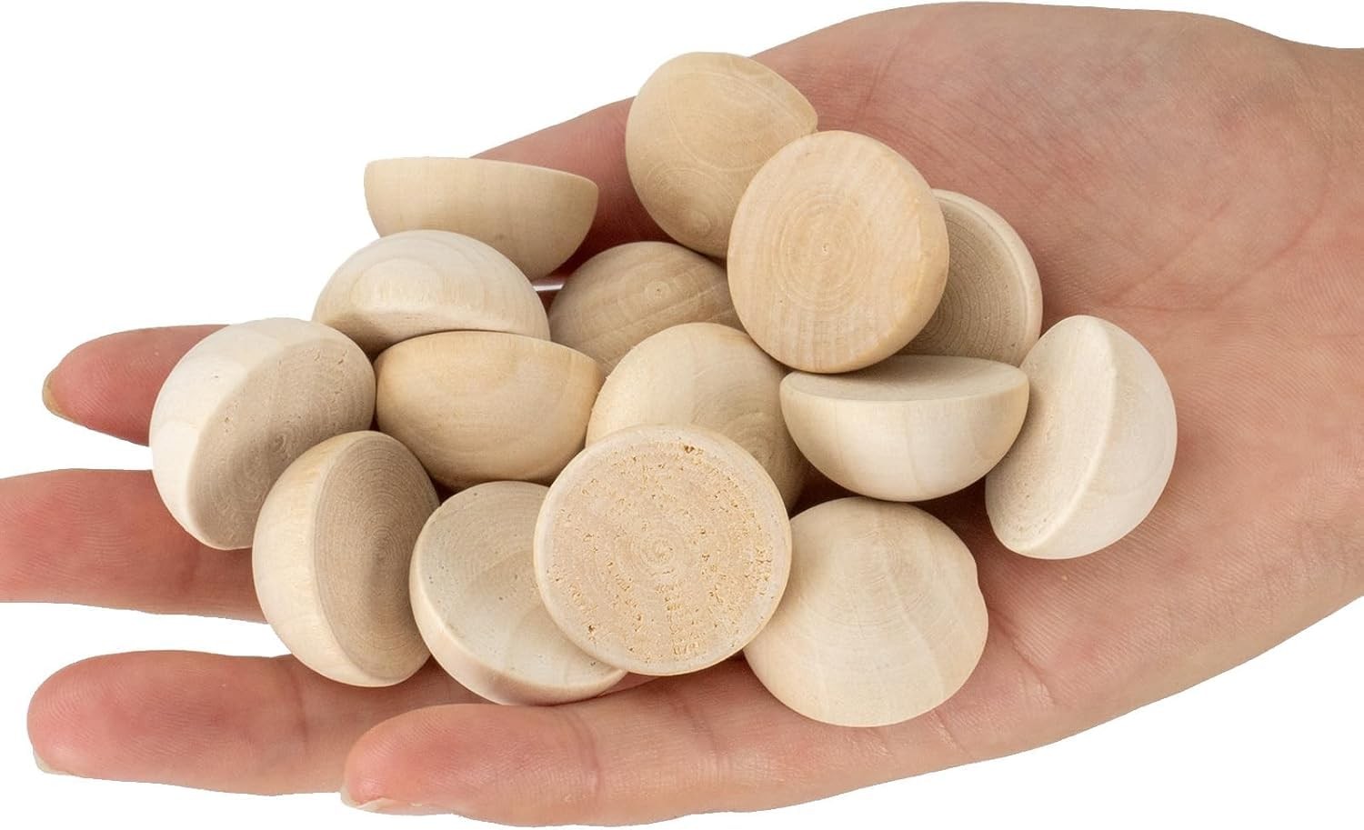 100PCS 1in Half Wooden Balls Unfinished Natural Wood Half Spheres for Crafts DIY