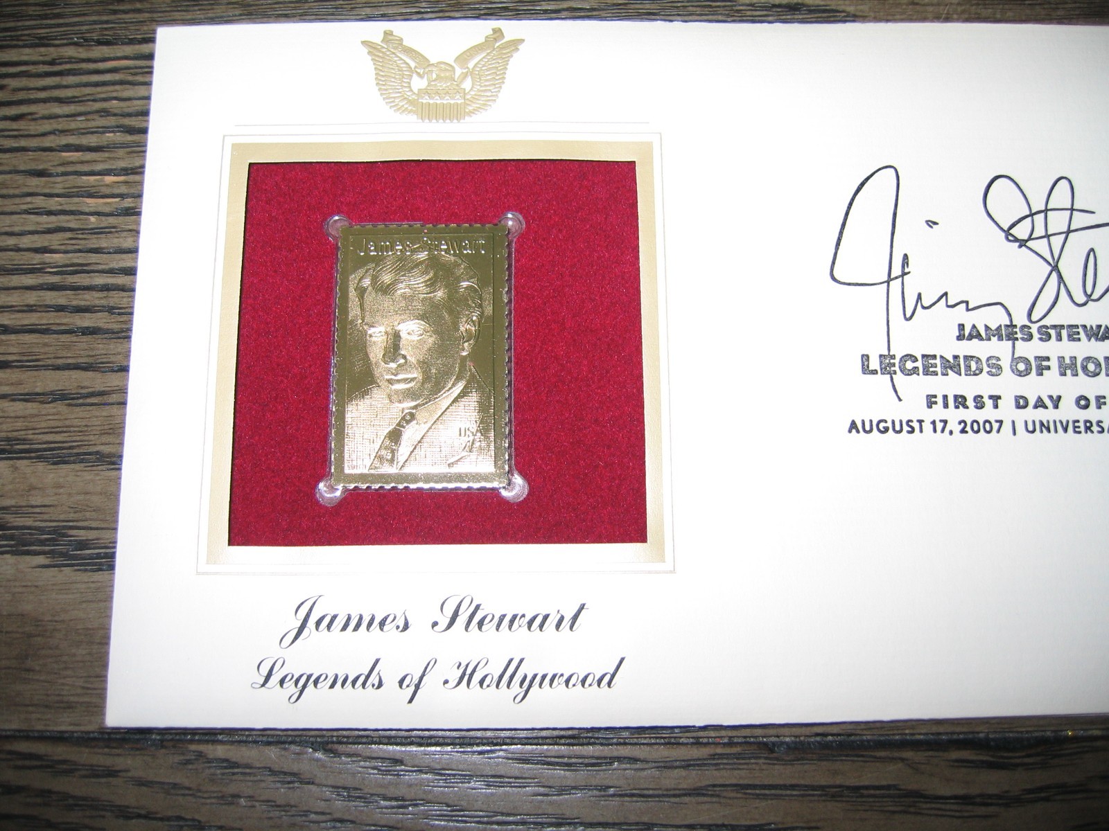 2007 James Stewart Legends of Hollywood replica Golden Cover Stamp