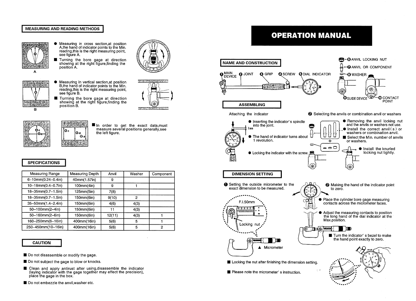 HFS(R) 2" - 6" Dial Indicator Bore Gage .0005" Gauge