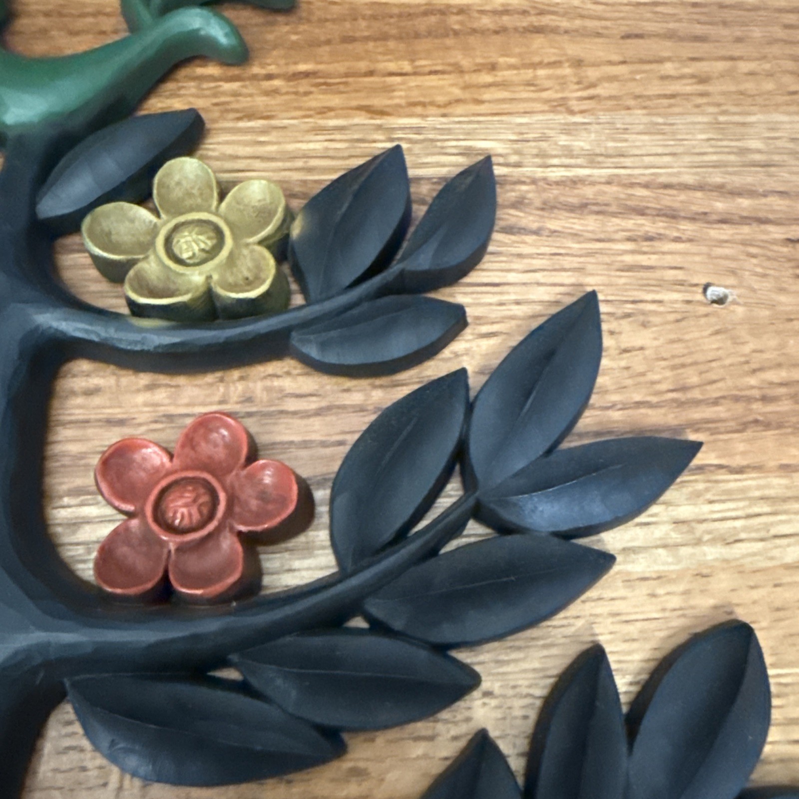 Vtg Set of 2 HOMCO Tree of Life Wall Plaques Boho Animals Flowers 14" x 13.5"