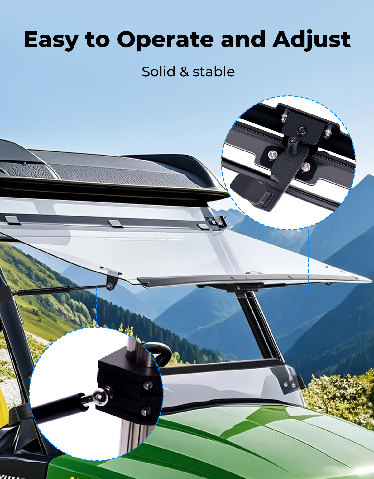 3-in-1 Flip Front Windshield For John Deere Gator 620i/625i /825i/HPX/XUV 850