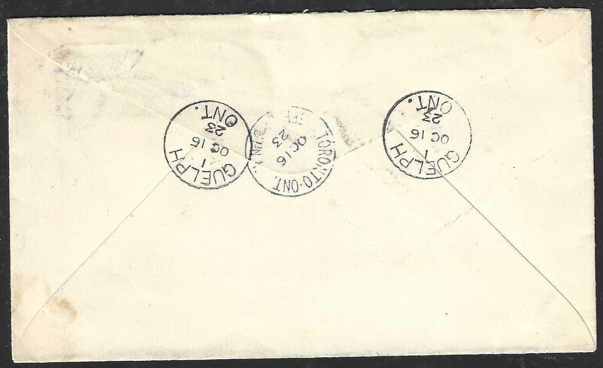 CANADA 1923 Registered Cover Guelph ON to Toronto