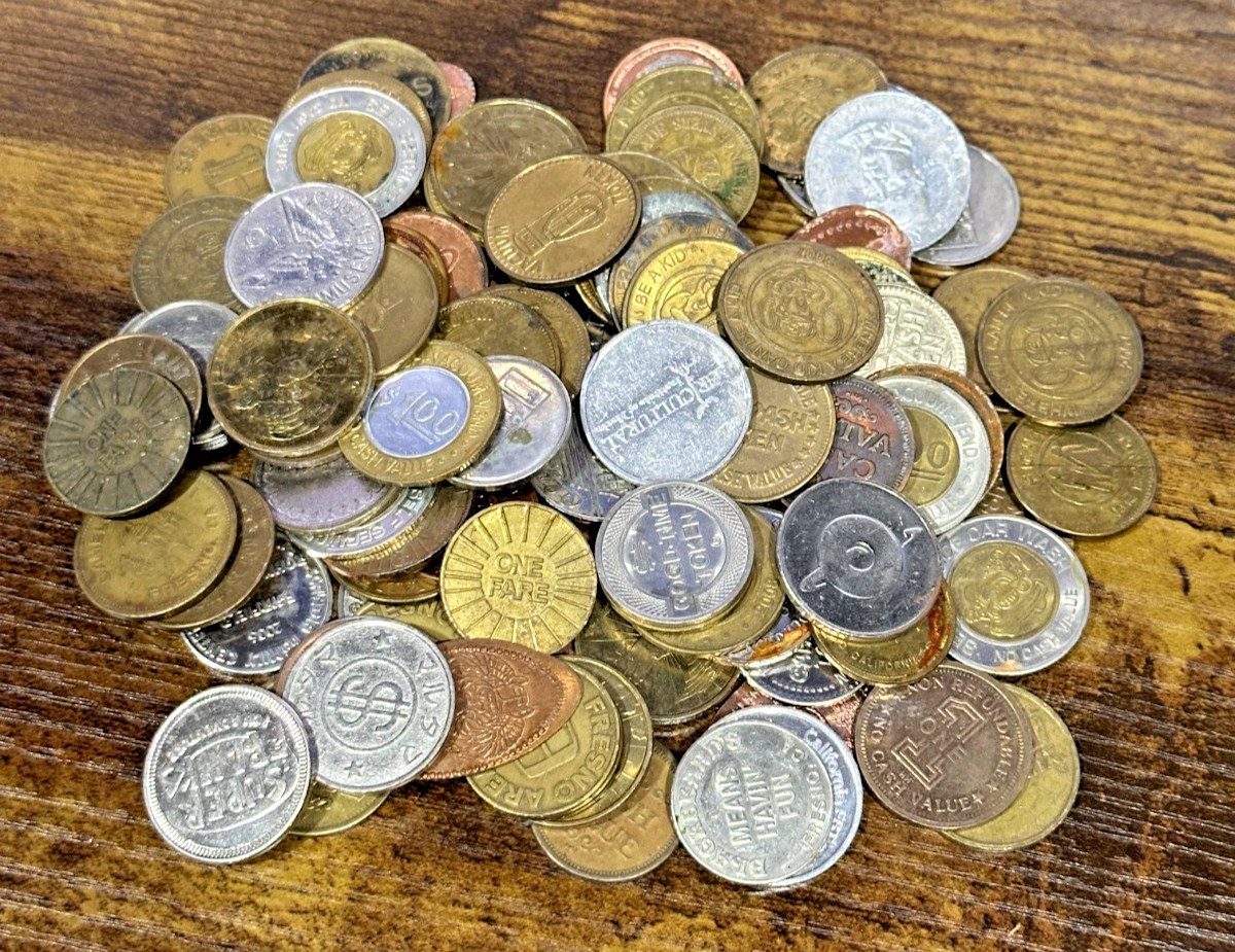 **OVER 1 POUND** Mixed Unsearched Miscellaneous Token Lot ***RARE LOT***