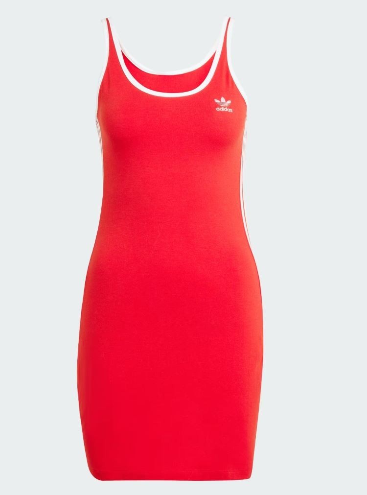 NEW ADIDAS ORIGINALS WOMEN'S TREFOIL MINI DRESS ~ SIZE LARGE #JW2584 RED