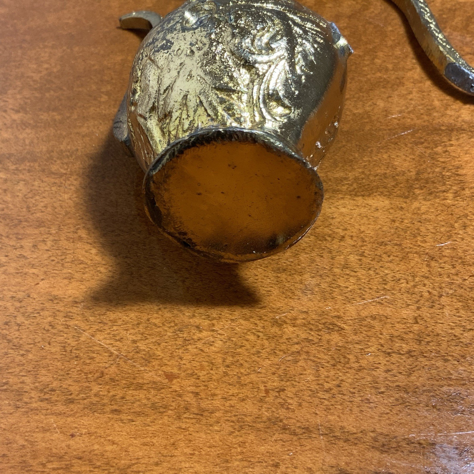 Vintage India Brass Mini Ewer Jeweled Saucer Broken Lid Middle Eastern Decor