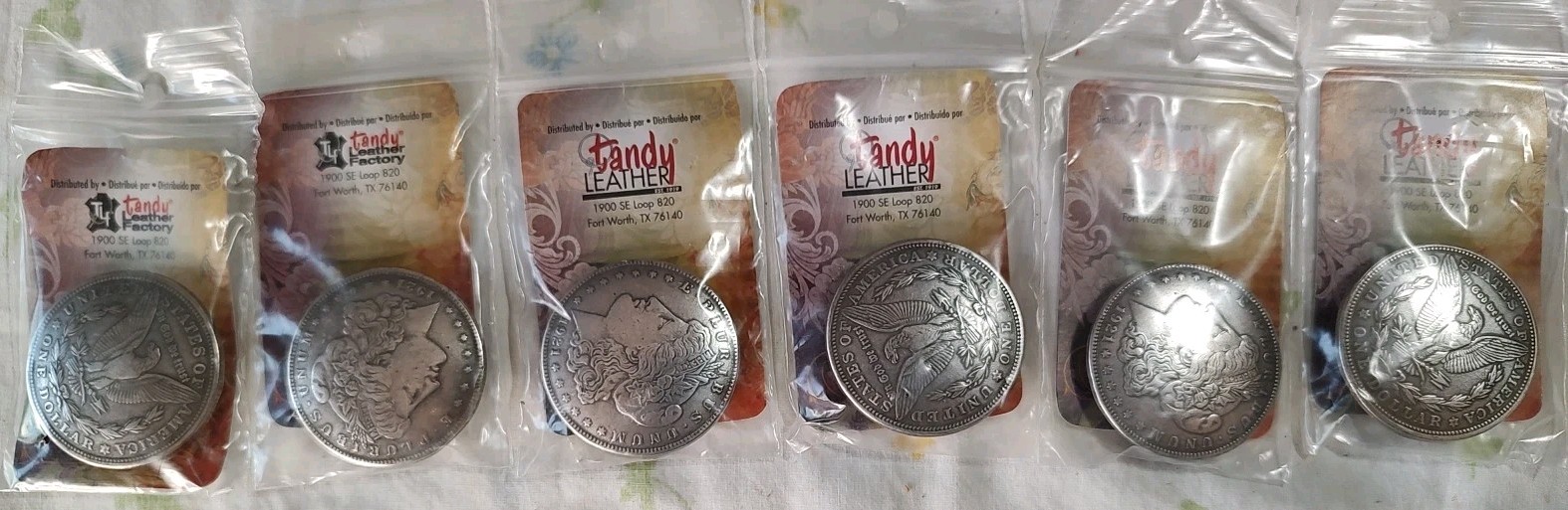 Lot of 6 Tandy Leather Factory Morgan Dollar Eagle Concho Leatherwork Crafts New