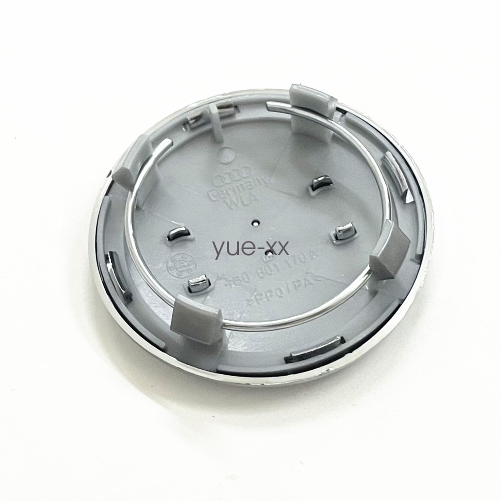 Set(4pcs) Audi 69MM Gray Chrome Wheel Rim Center Hub Caps Replacement 4B0601170A
