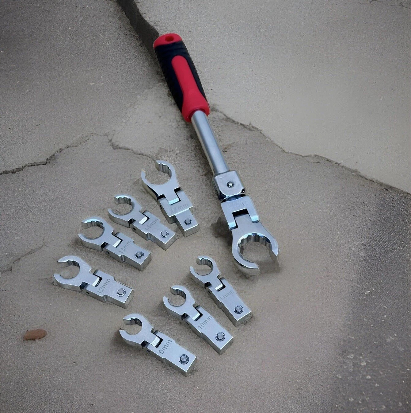 9pcs Flare Nut Flexible Open End Offset Box Wrench Metric Set Brake Line Wrench