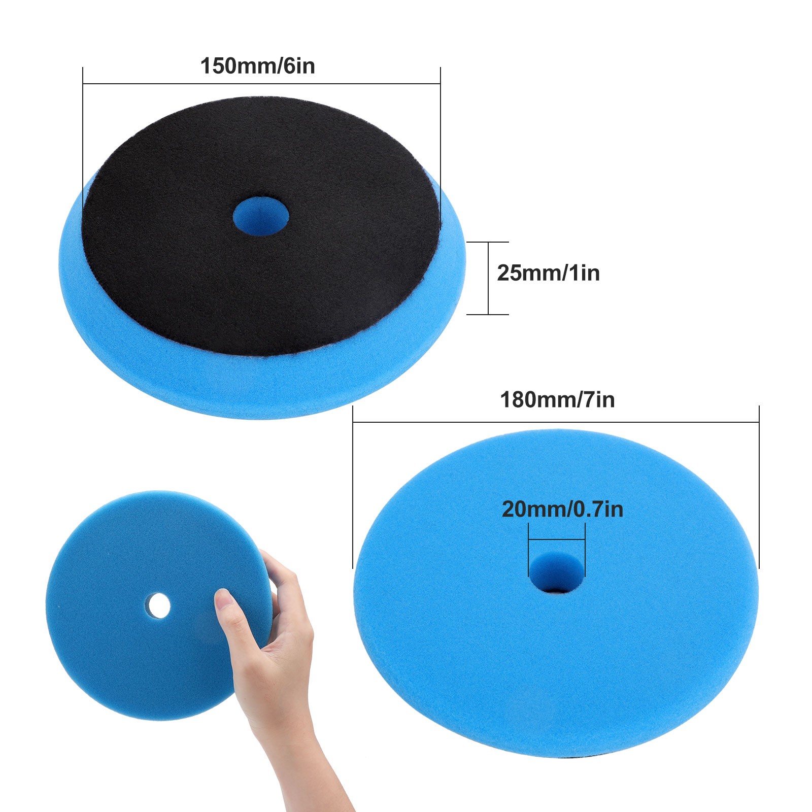 5Pcs 7" Car Buffing Sponge Pads Cutting Polishing Pad Kit for DA Buffer Polisher