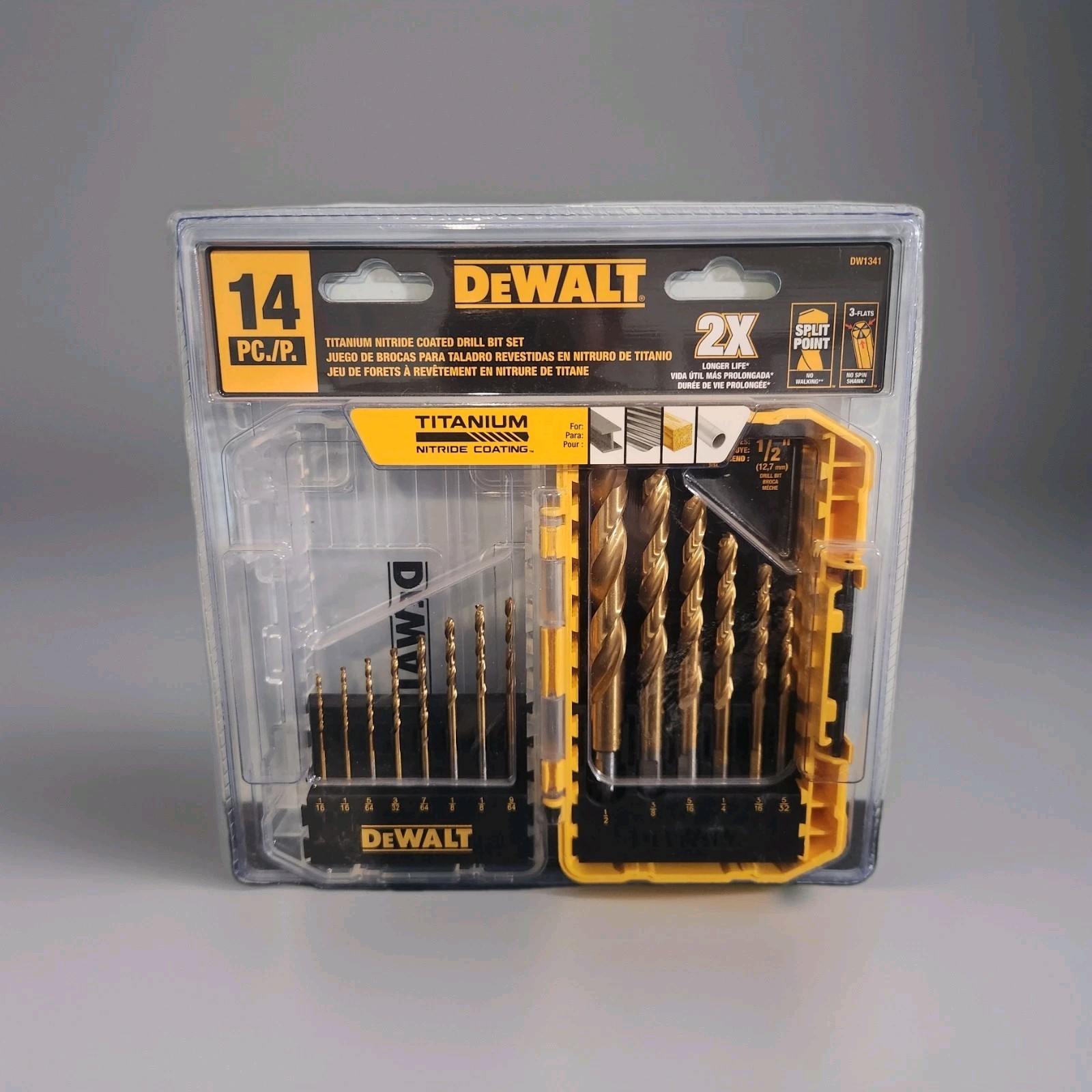 DEWALT 14 Piece Titanium Nitride Jobber Length Twist Drill Bit Set - DW1341