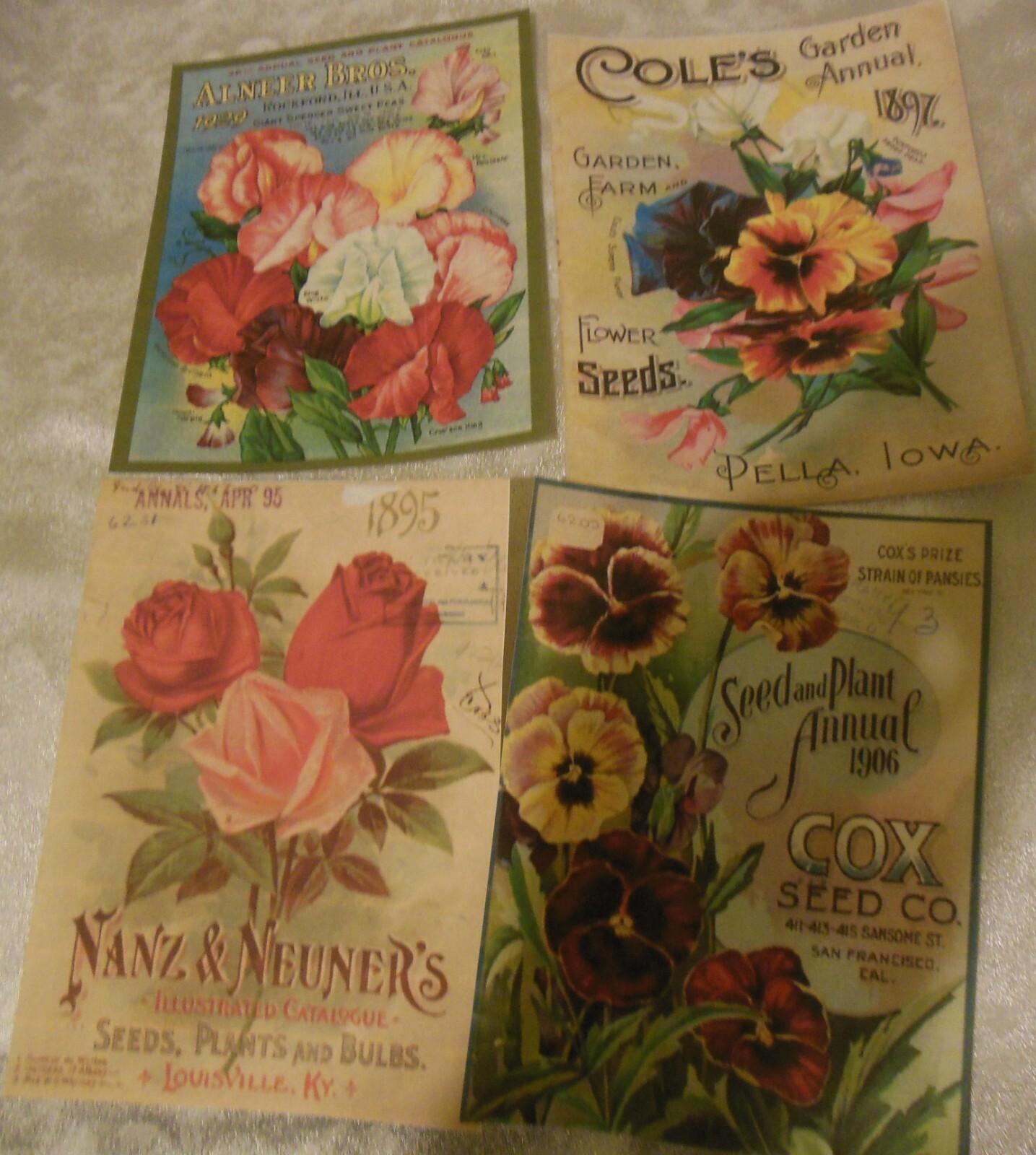 Set of 16 LARGE Vintage Seed Catalog Cover images-Flowers-1800's to early 1900's