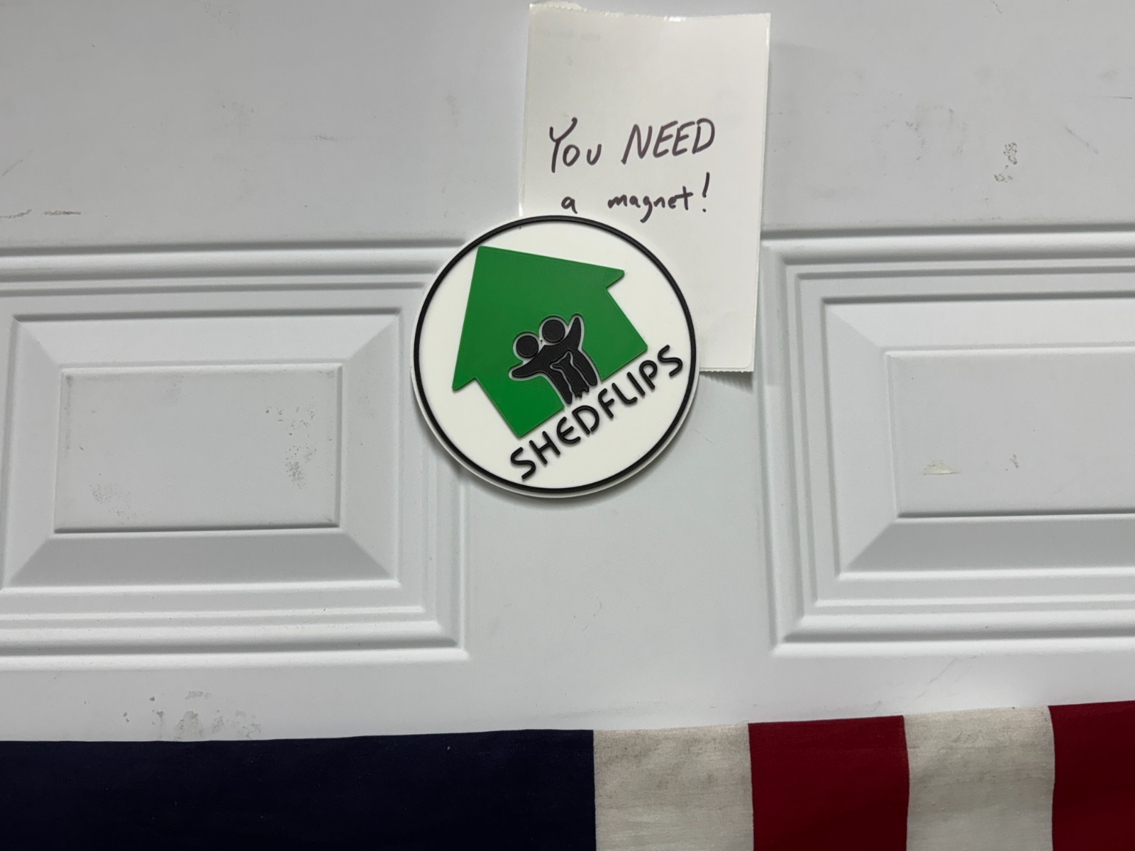 SHED FLIPS - Refrigerator Sign Magnet -4.9" diam. - Signed and #'d - Made in USA