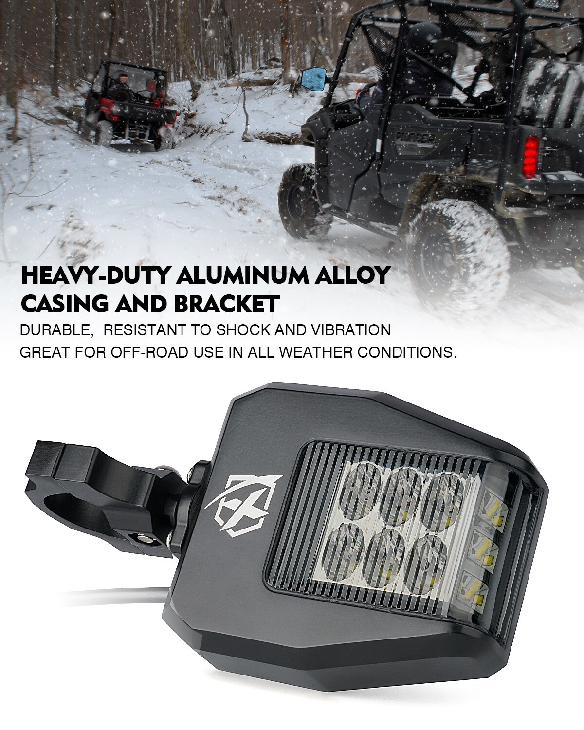 UTV Rear View Side Mirrors w/ Light for Polaris RZR Can-Am Maverick X3 1.6"-2"