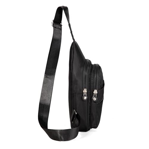Crossbody Small Sling Backpack Sling Bag for Women, Chest Bag Dark Black
