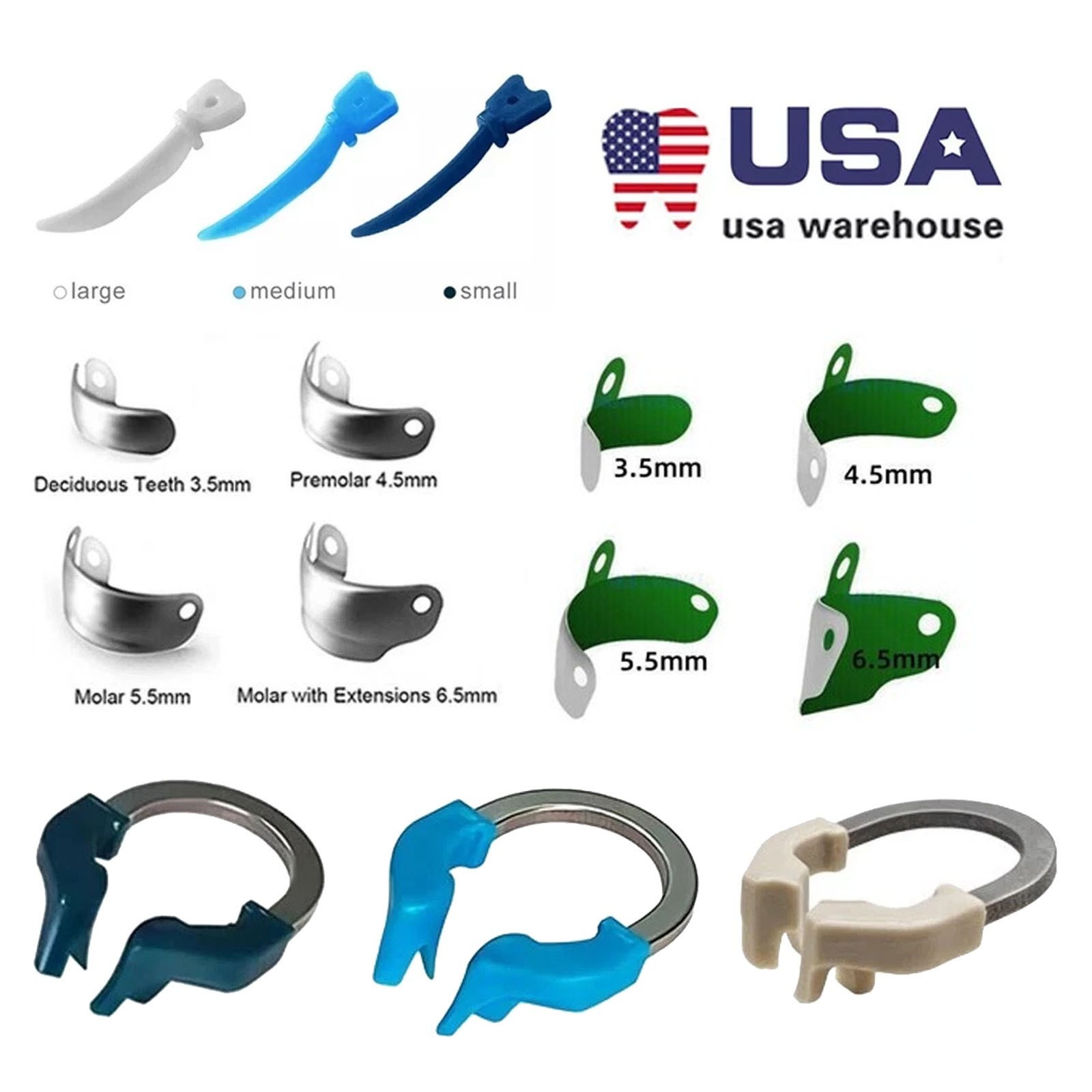 Dental Matrix Bands Ring Sectional Matrice Clamp Wedges Fit Palodent V3 System