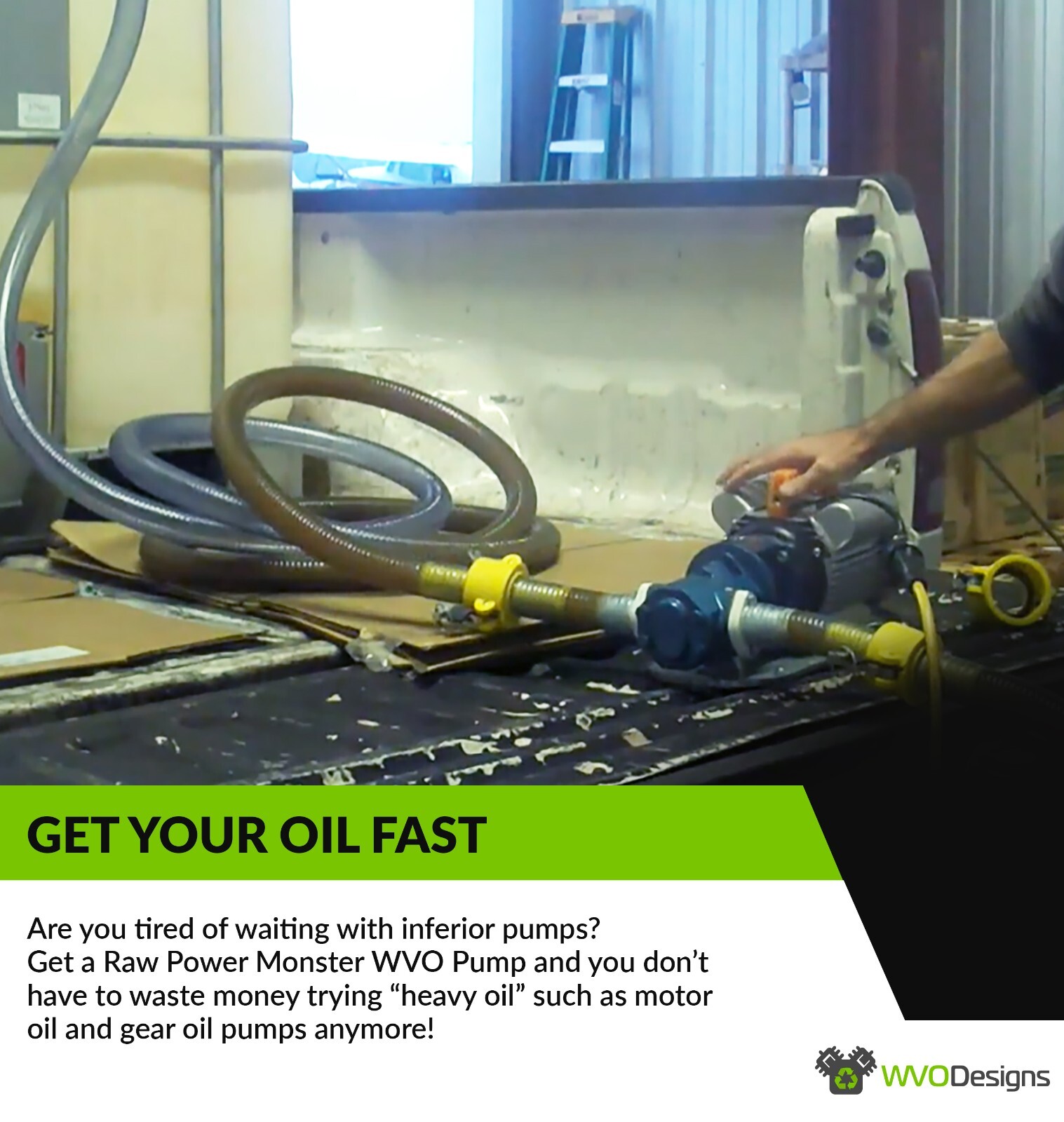 WVO Designs Portable Oil Transfer Gear Pump 12gpm HD, Goldstream Oil Pump