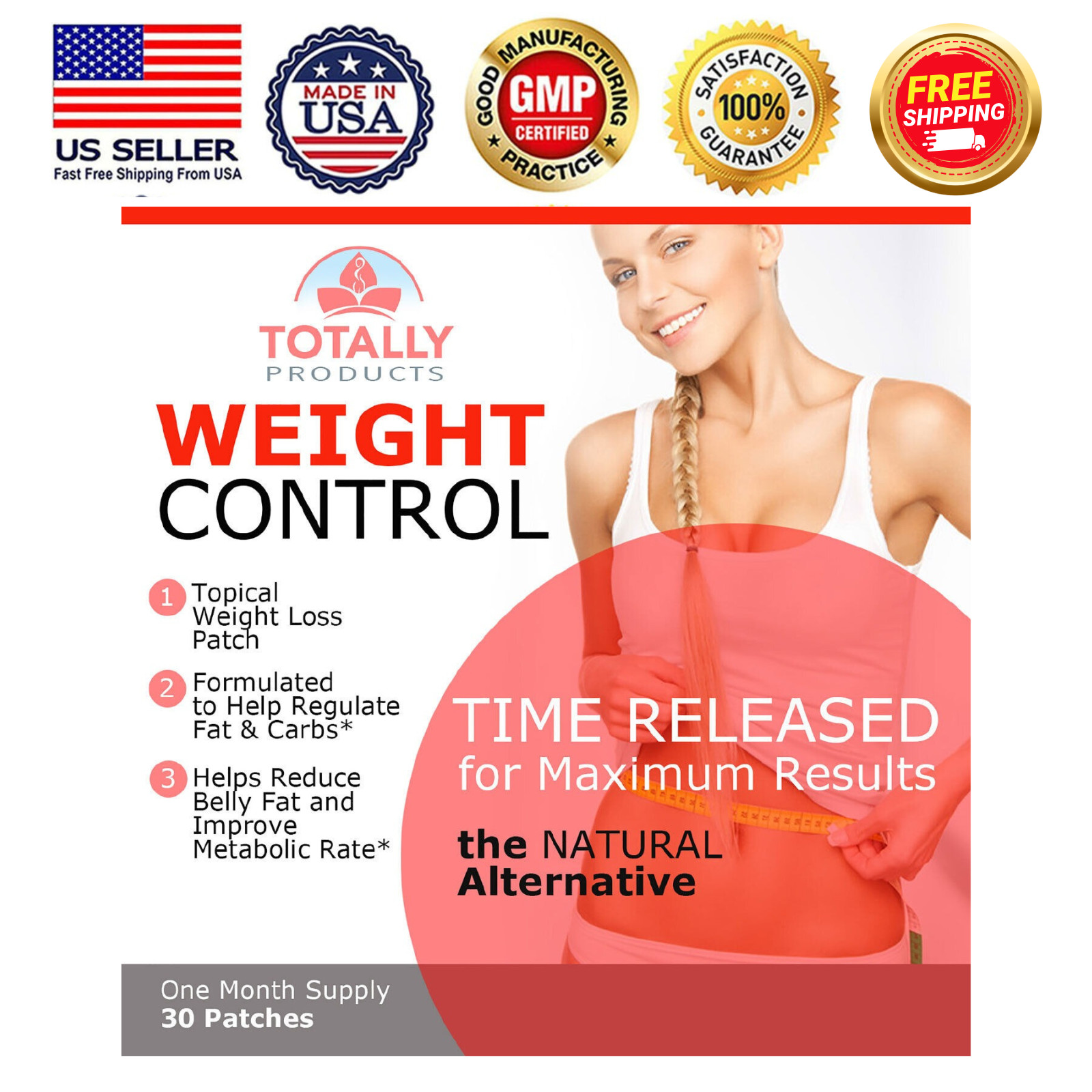 Topical Weight Loss Patch Supports Belly Fat Burn Metabolism Booster 30 Patches