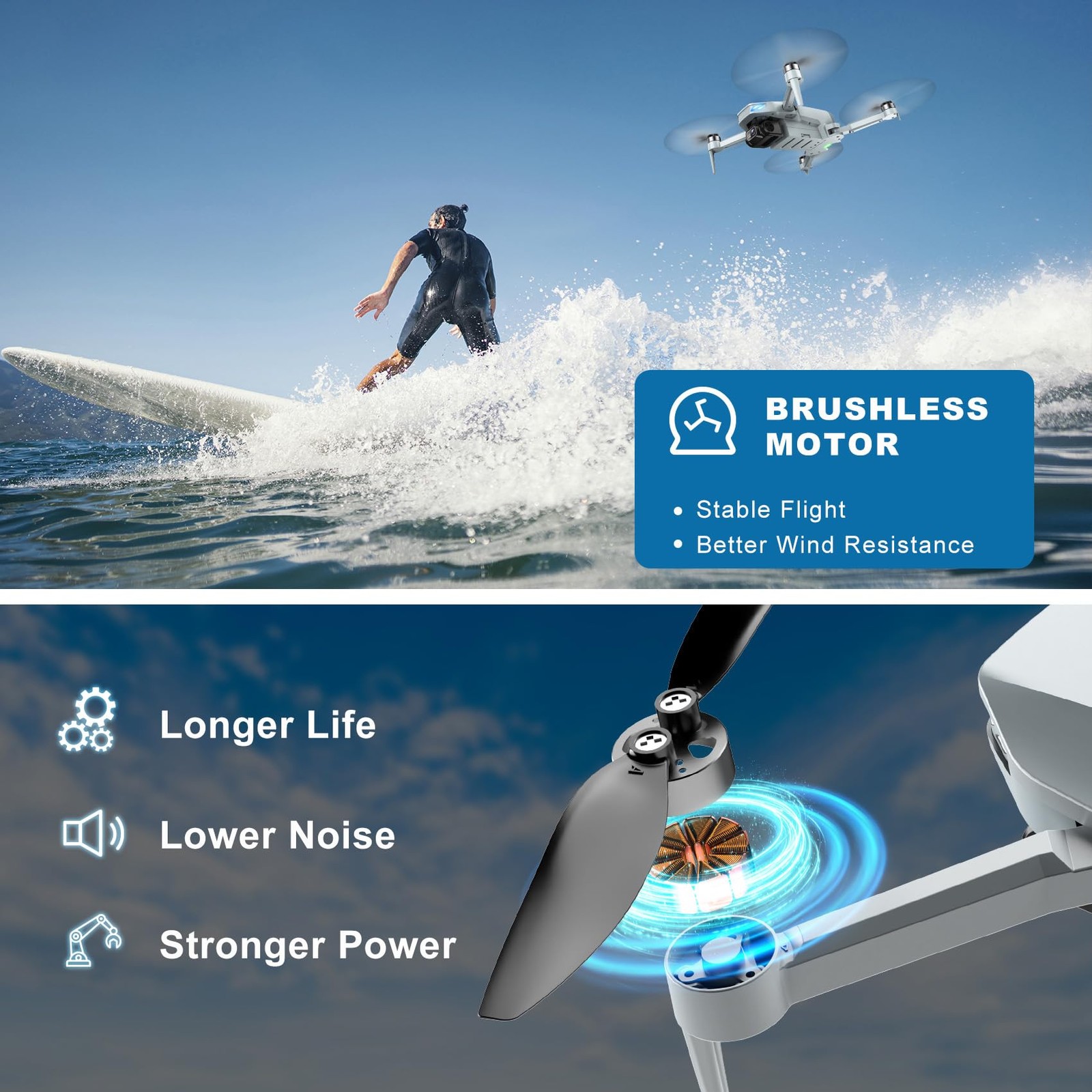 2K FPV Foldable Camera Drone Under 250g RC Quadcopter 2 Batteries Carrying Case