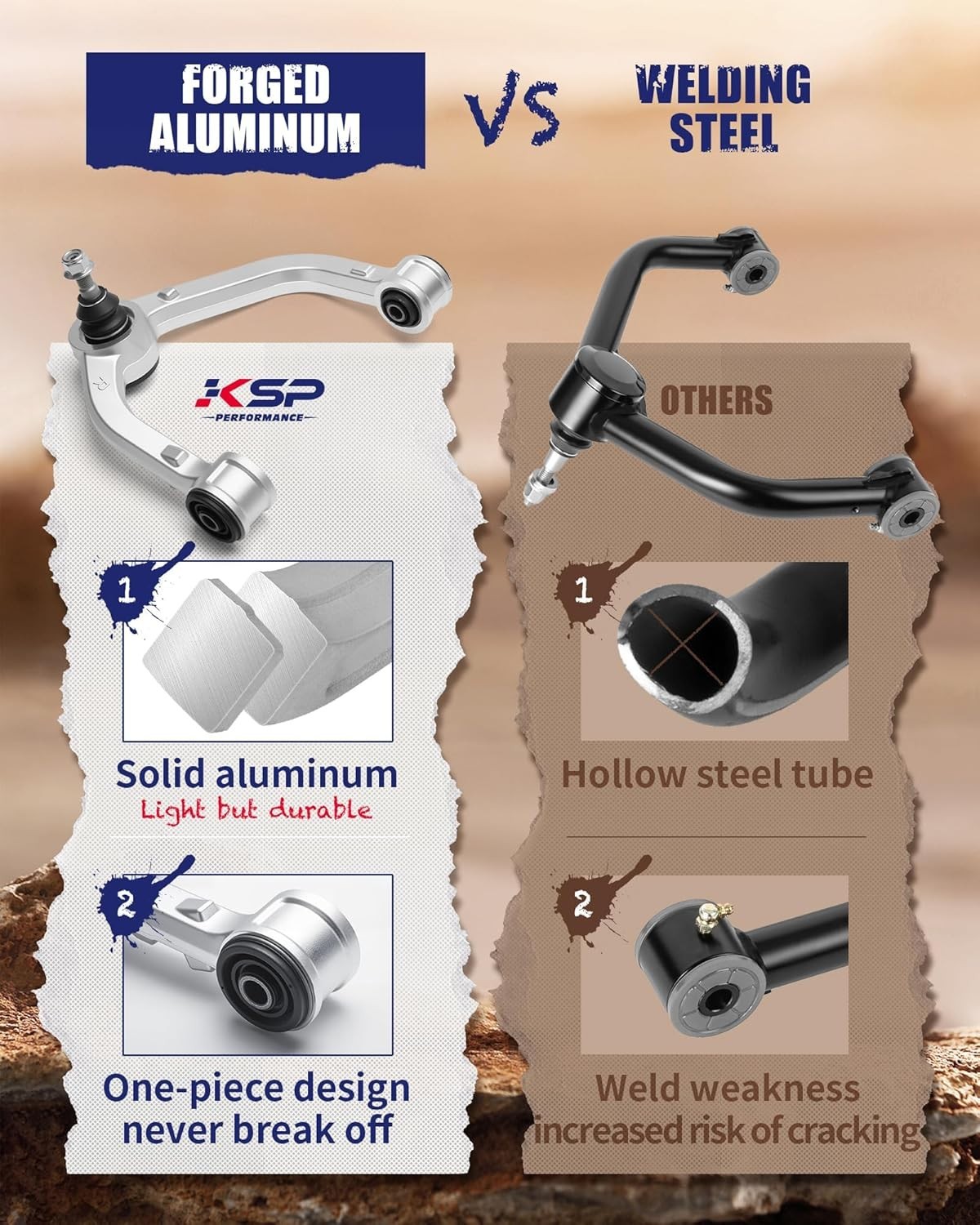 KSP Aluminum Forged Upper control arms for 2004-2020 Ford F150 with 2-4'' lift