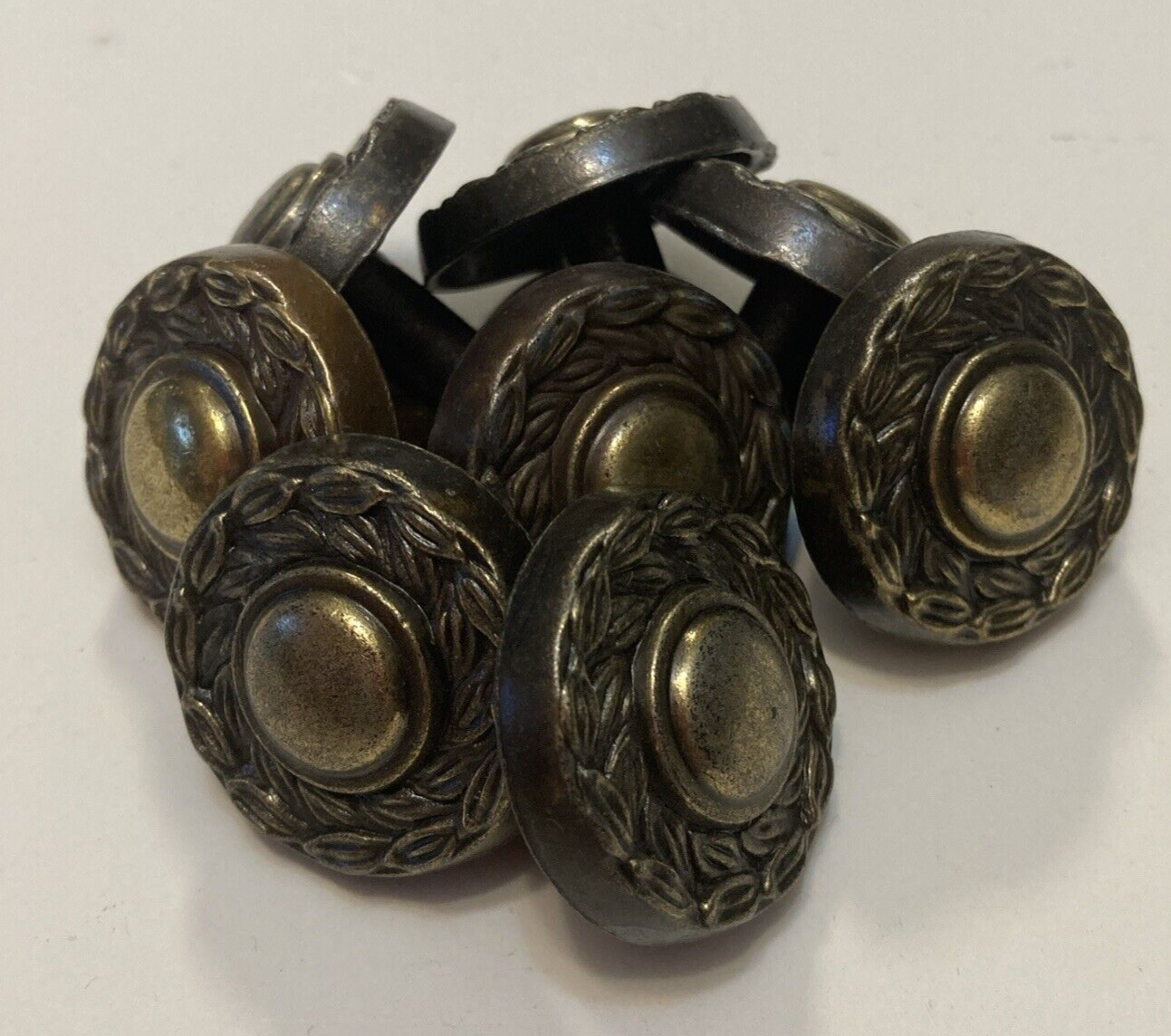Leaf Border Cabinet Drawer Pulls Knobs 1.25" English Bronze Finish Set of 8