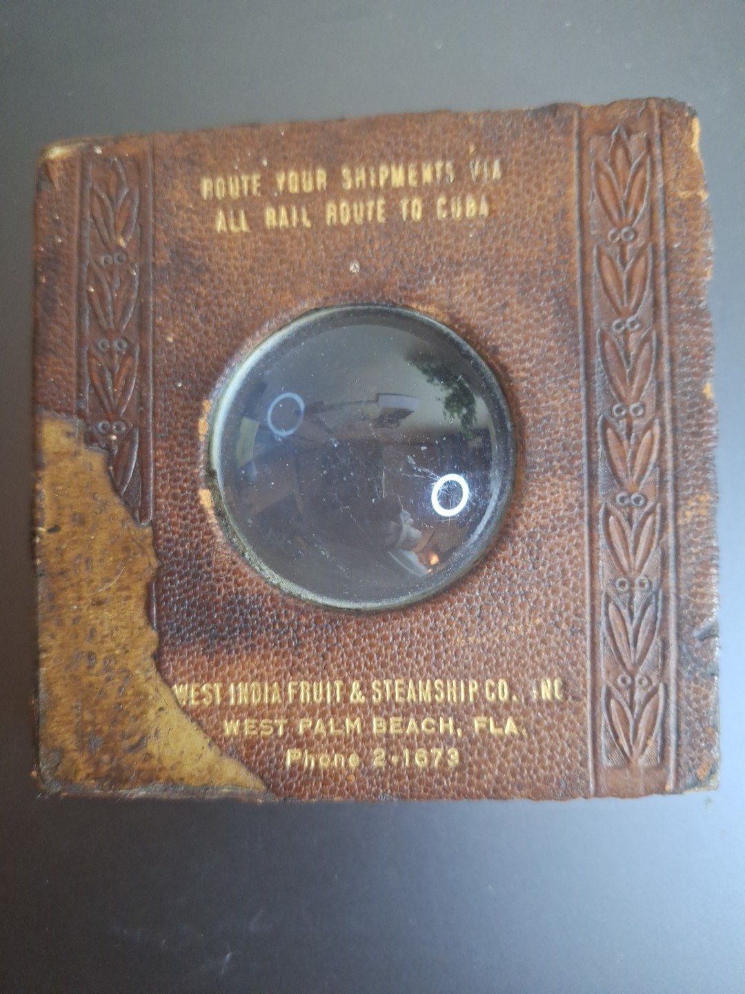 Vintage 1940's Domed Advertising Magnifying Glass Paperweight