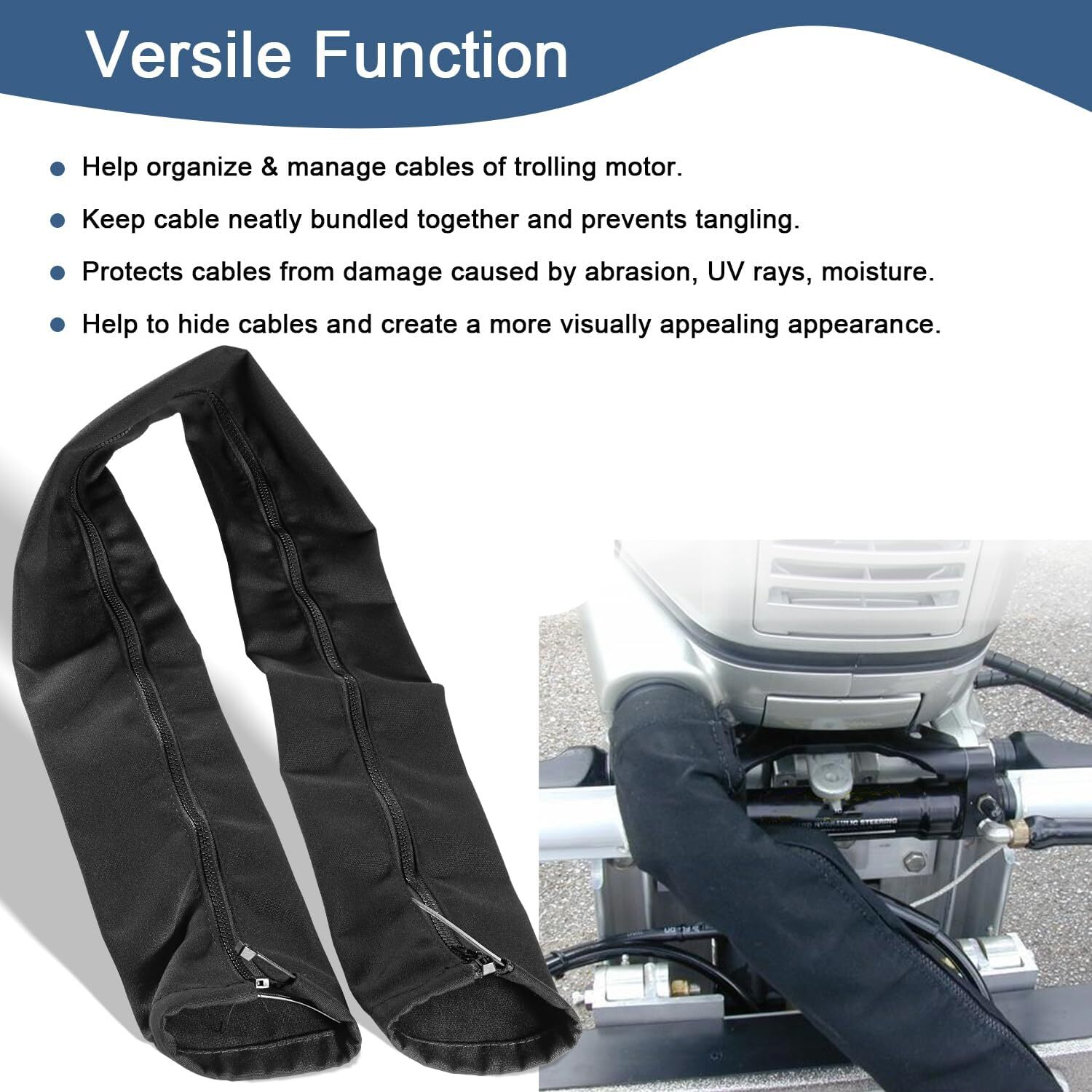 Outboard Marine Cable-Hose Rigging Protector Cover 48" Zippered Sleeve ZRS-1-DP