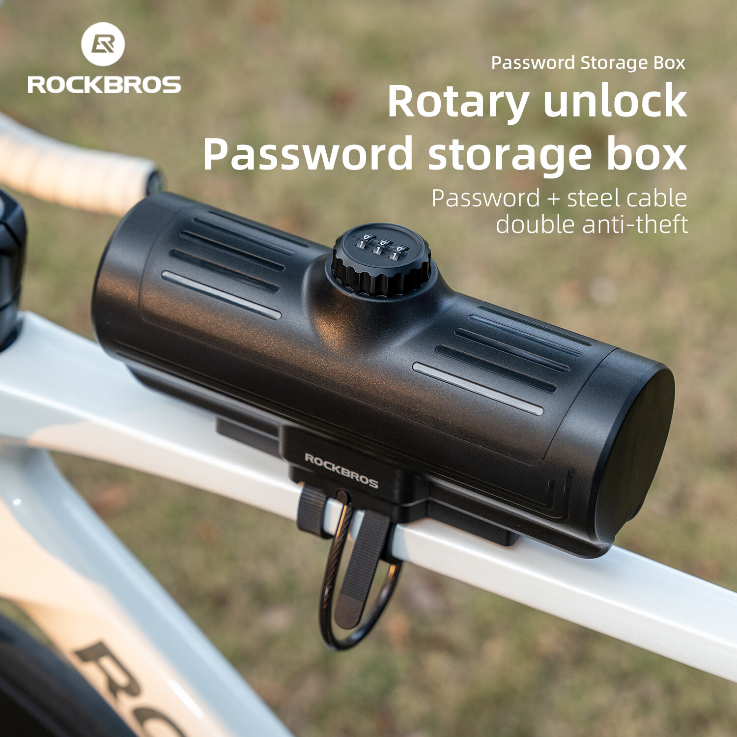 ROCKBROS Bike Password Anti-Theft Lock Box Hard Shell Key Frame Storage Bag 0.7L