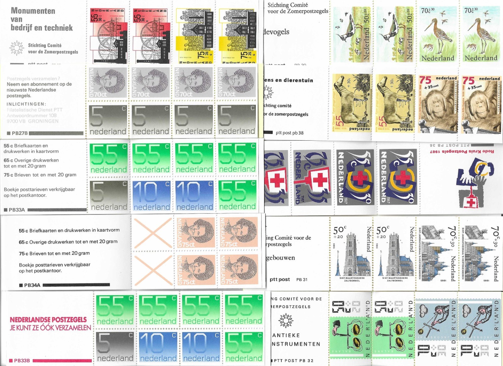 Nederland 1984,1985,1986,1987,1988 5 MNH years incl sheets and booklets
