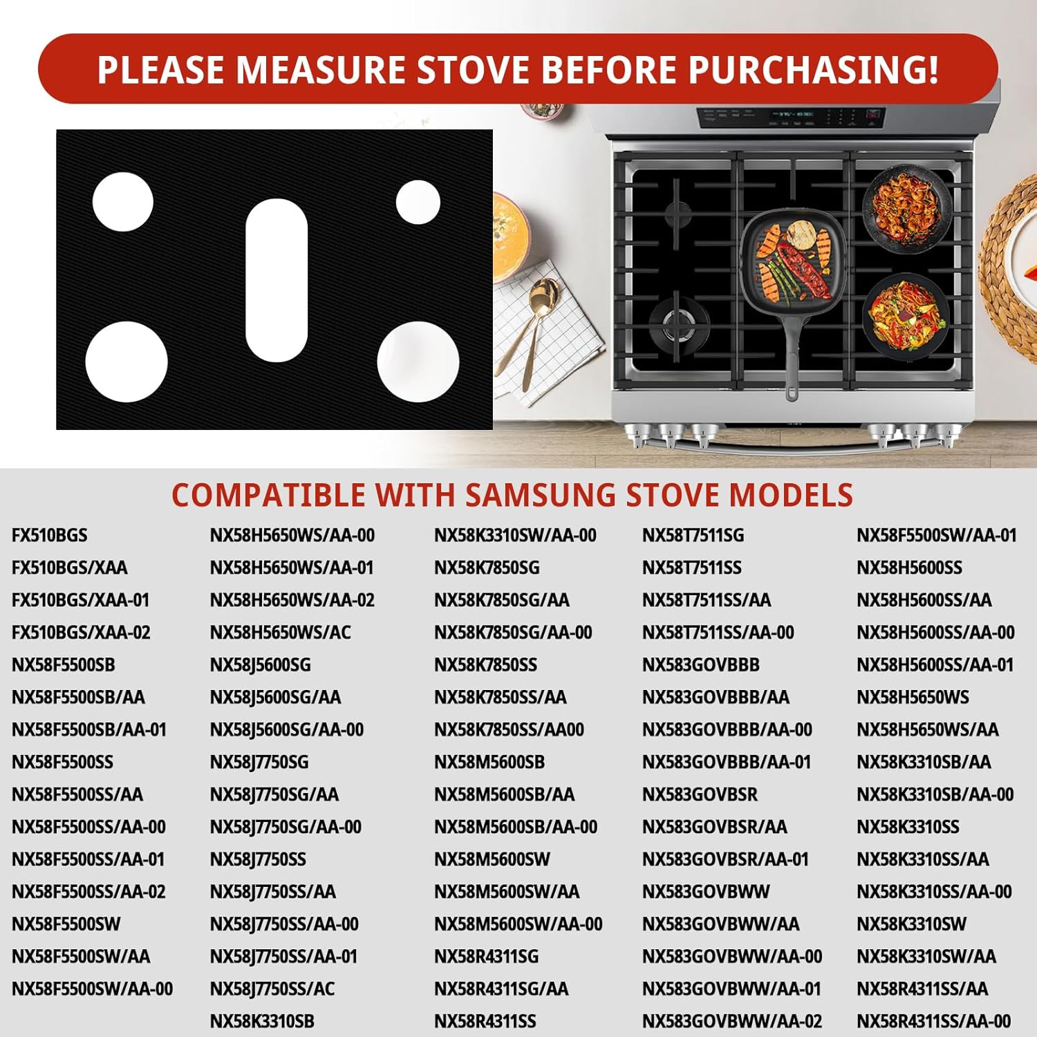 2 Pack Stove Covers, Gas Range Protectors for Samsung Gas Range Stove Cover Reus