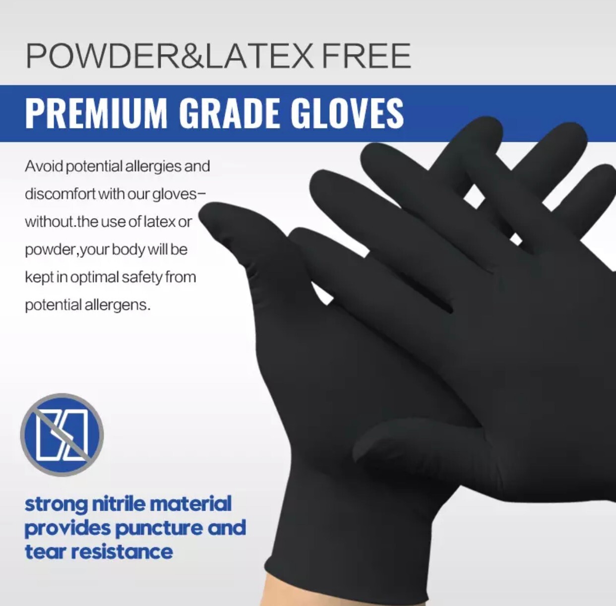 Schneider Black Industrial Disposable Nitrile Gloves 5 Mil Latex & Powder Free