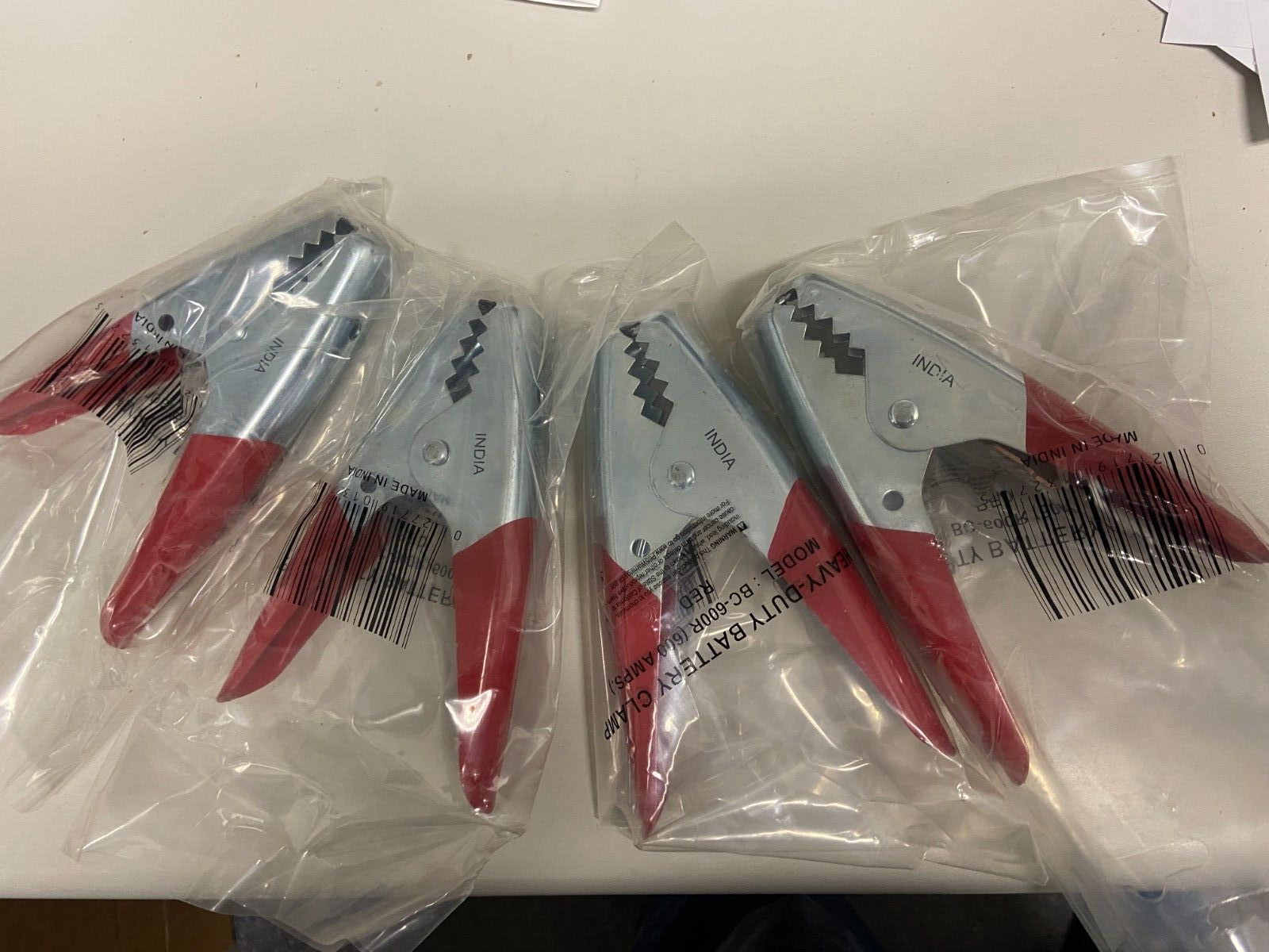 LOT OF 4 RED Battery Booster Cable Parrot Clamps HEAVY DUTY 600 AMP Jumper