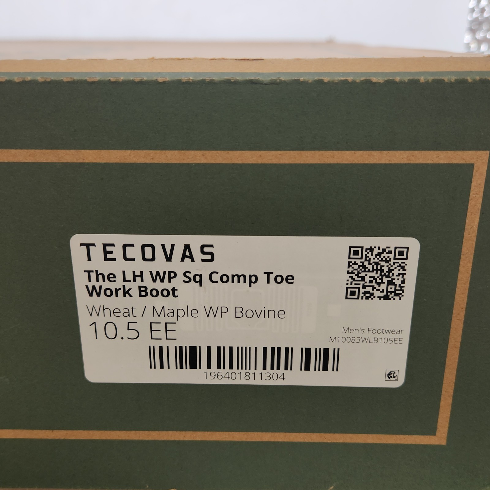 Size 10.5 WIDE - Tecovas The Longhaul Waterproof Square Toe 11" - COMP TOE