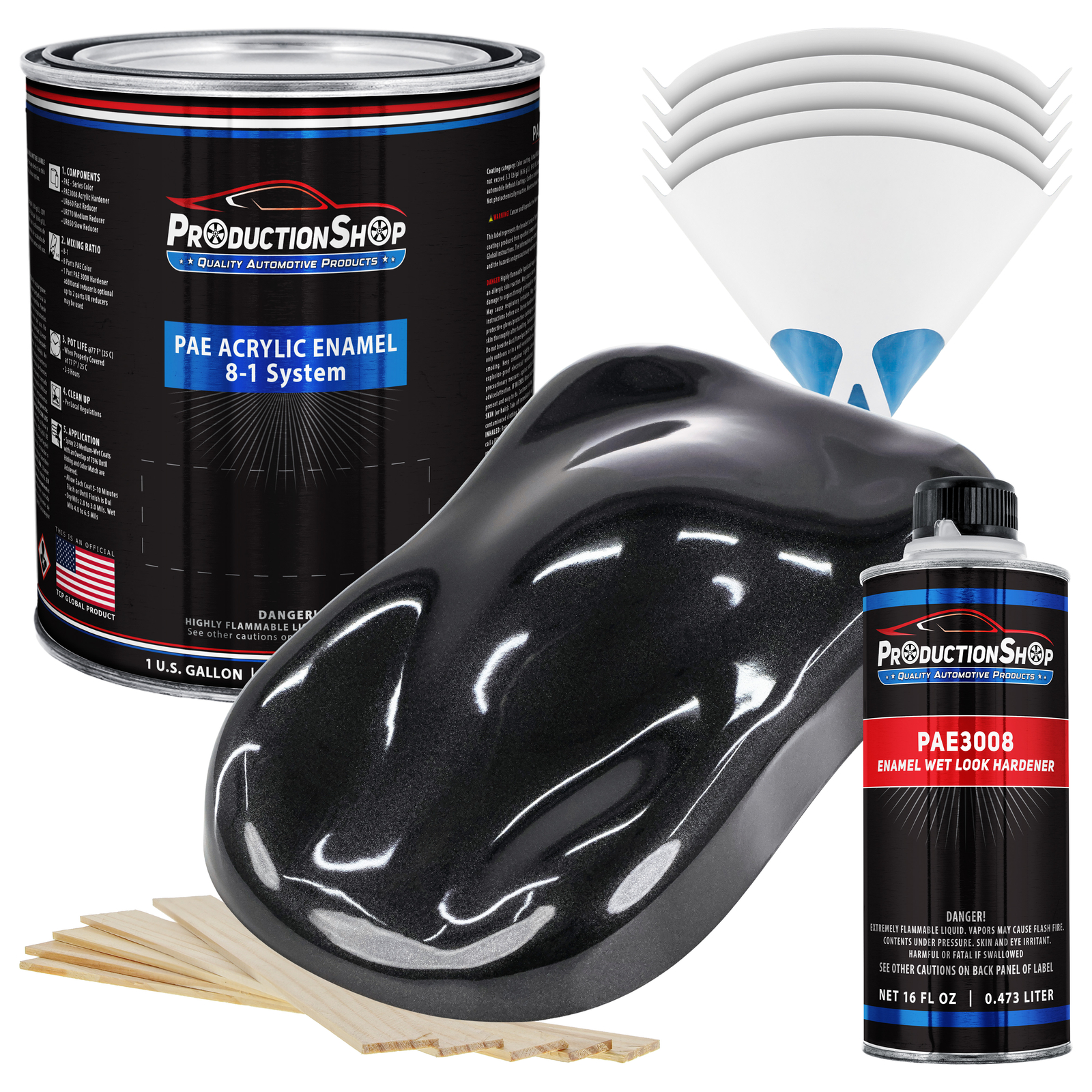 ProductionShop Black Metallic Acrylic Enamel Gallon Kit, Auto Paint