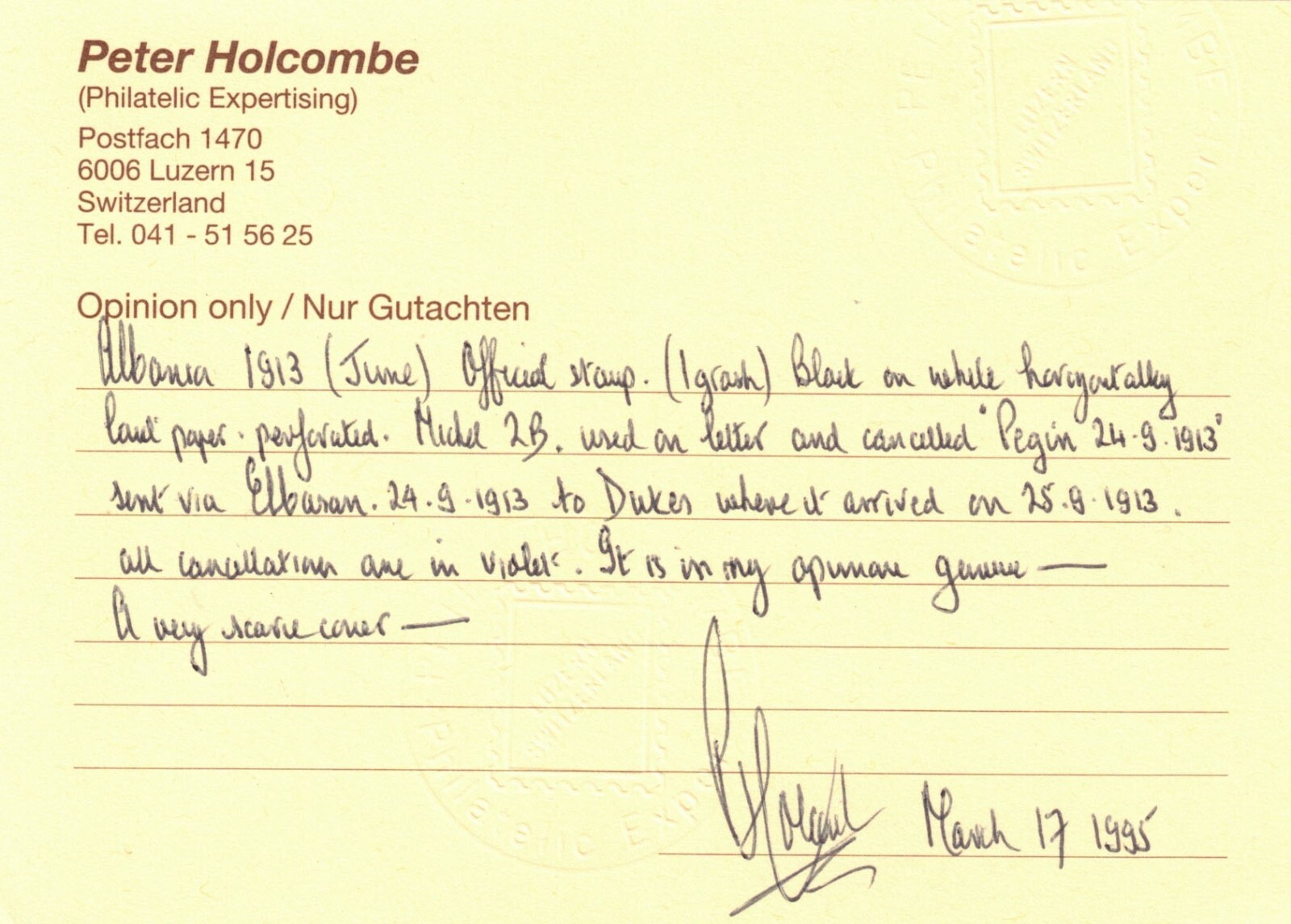 Albania #23 (Michel #20) Very fine Used On Rare Cover **With Certificate**