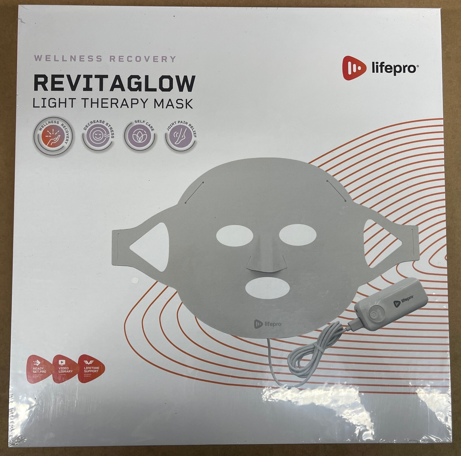 New in Box 1-pc LifePro Revitaglow Light Therapy Mask Wellness Recovery RGB LED