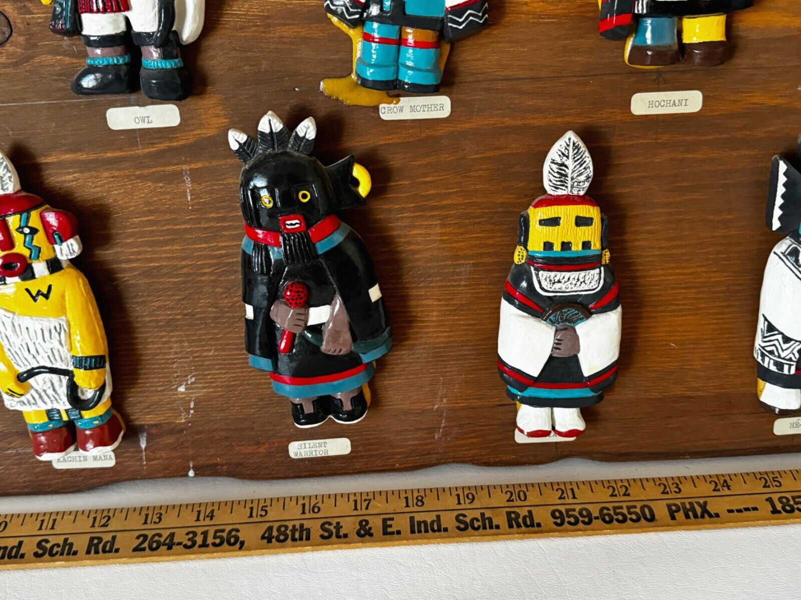 Hopi Wall Art 12 Hand Made Kachina-6"- on Wood Plaque 32" x 14" Native American
