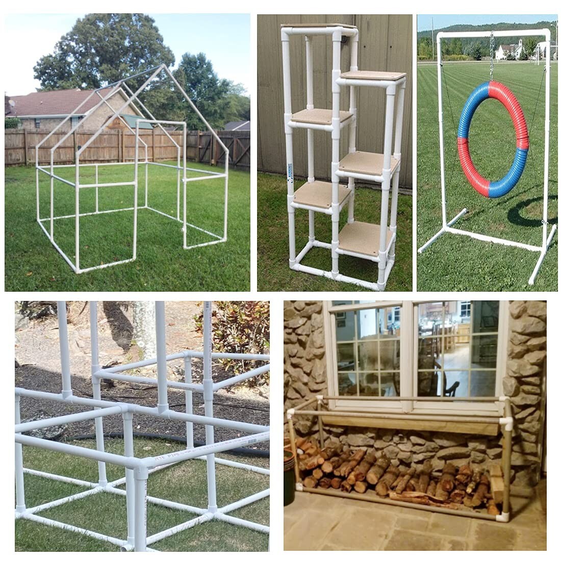 3/4" Furniture Grade 4-Way Side Outlet Tee PVC Fitting - 4 Pack