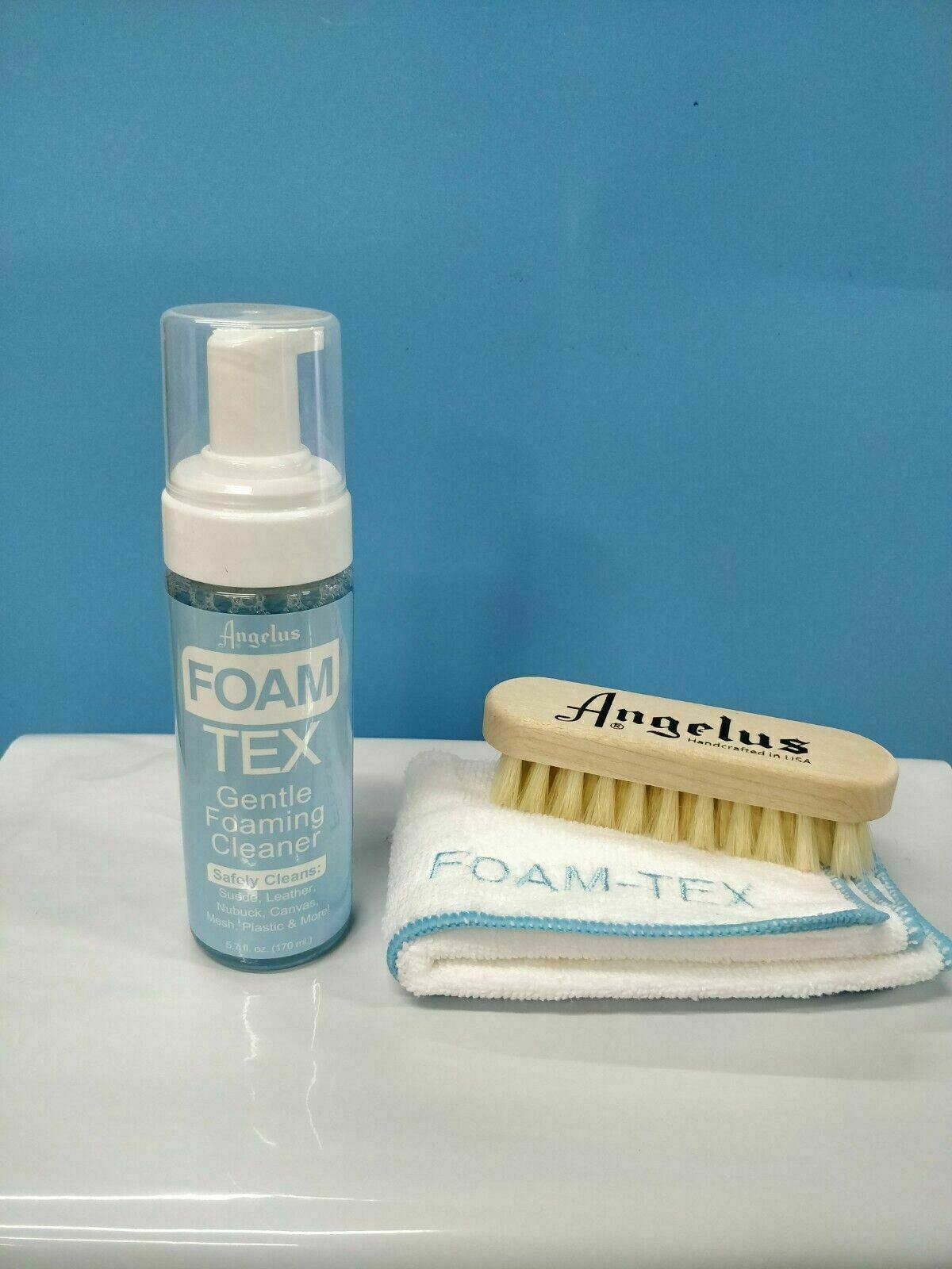 Angelus Foam Tex Sneaker Cleaning Kit Cleaner 5.7 oz liquid, Brush, and Towel