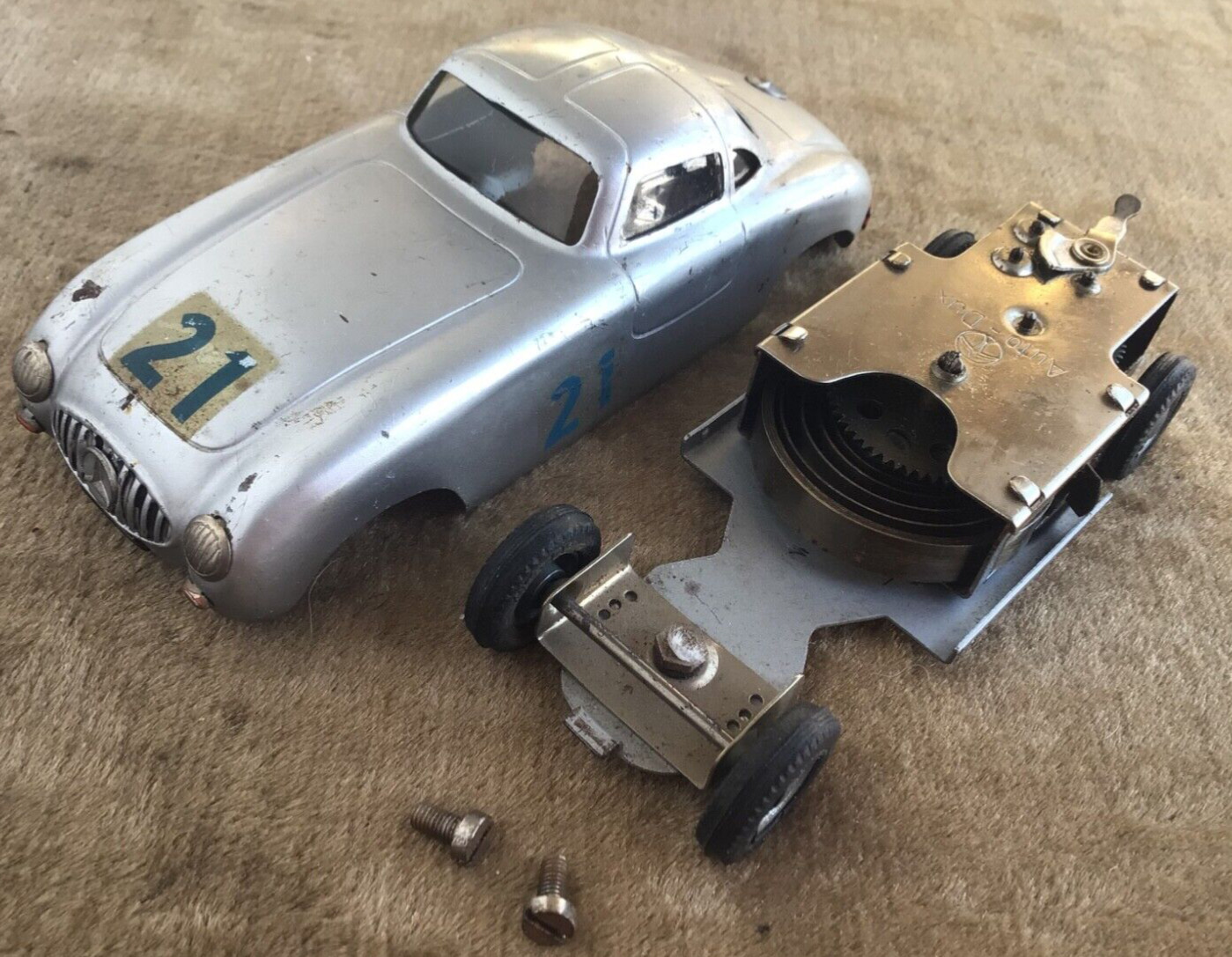 Dux Auto-Dux Clockwork Mercedes 300SL Pan-American 1950s Vtg Wind Up Car w/ Key