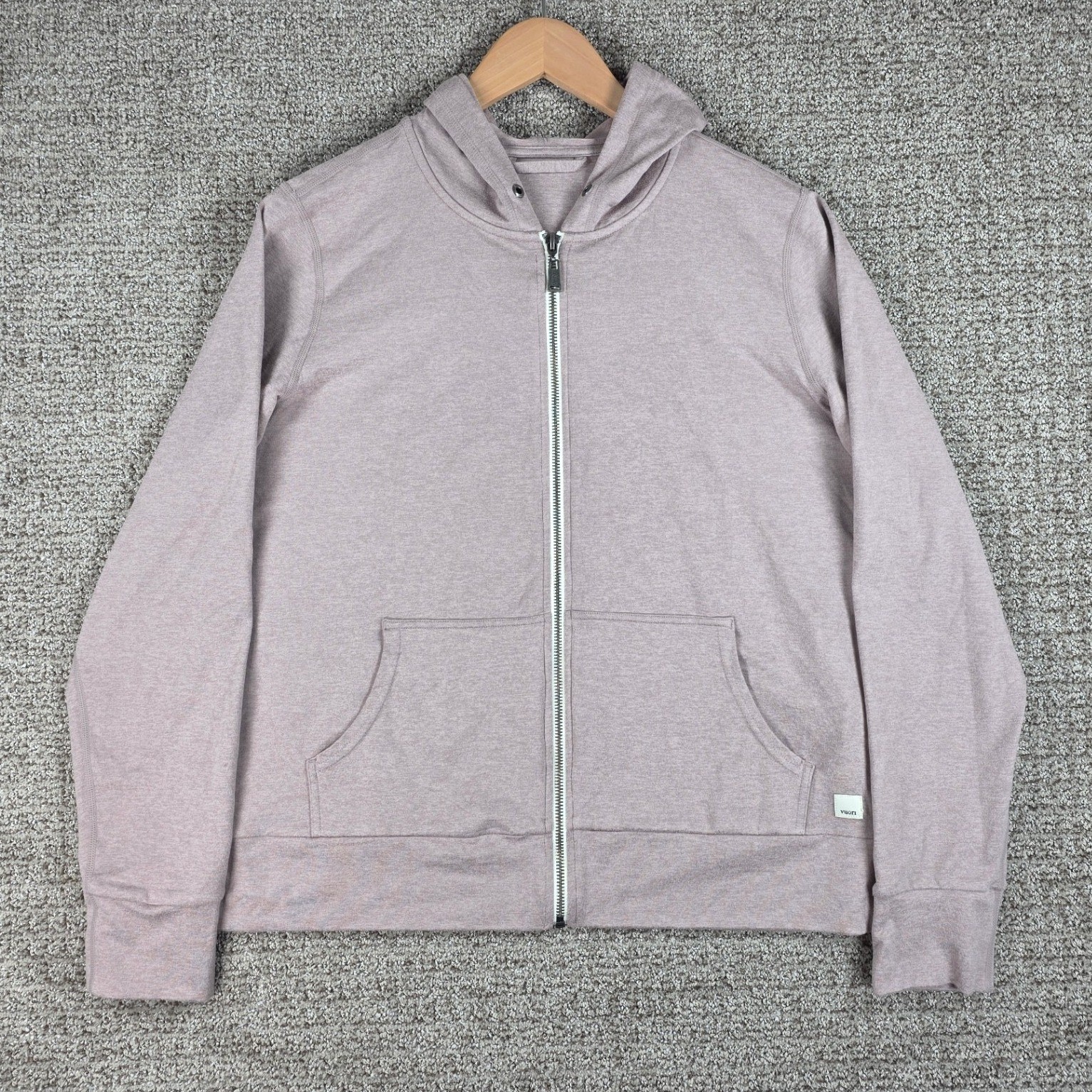 Vuori Halo Performance Hoodie 2.0 Womens Pink Full Zip Sweatshirt Size Medium