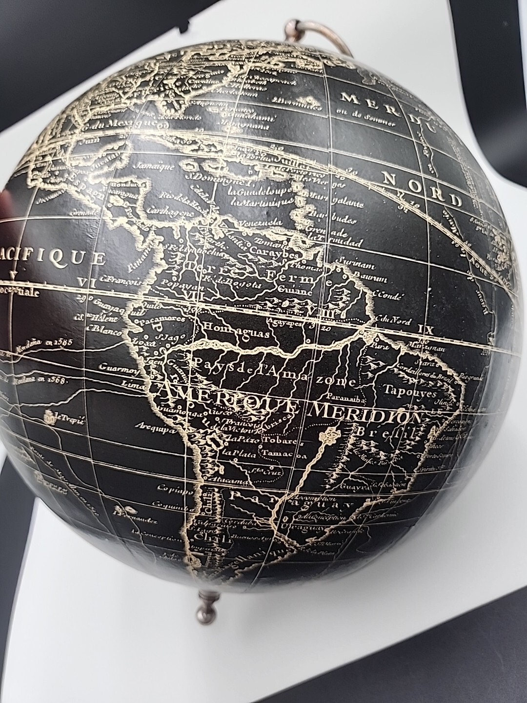 Black Vaugondy 1745 World Globe 13" Reproduction Decor Hanging Globe