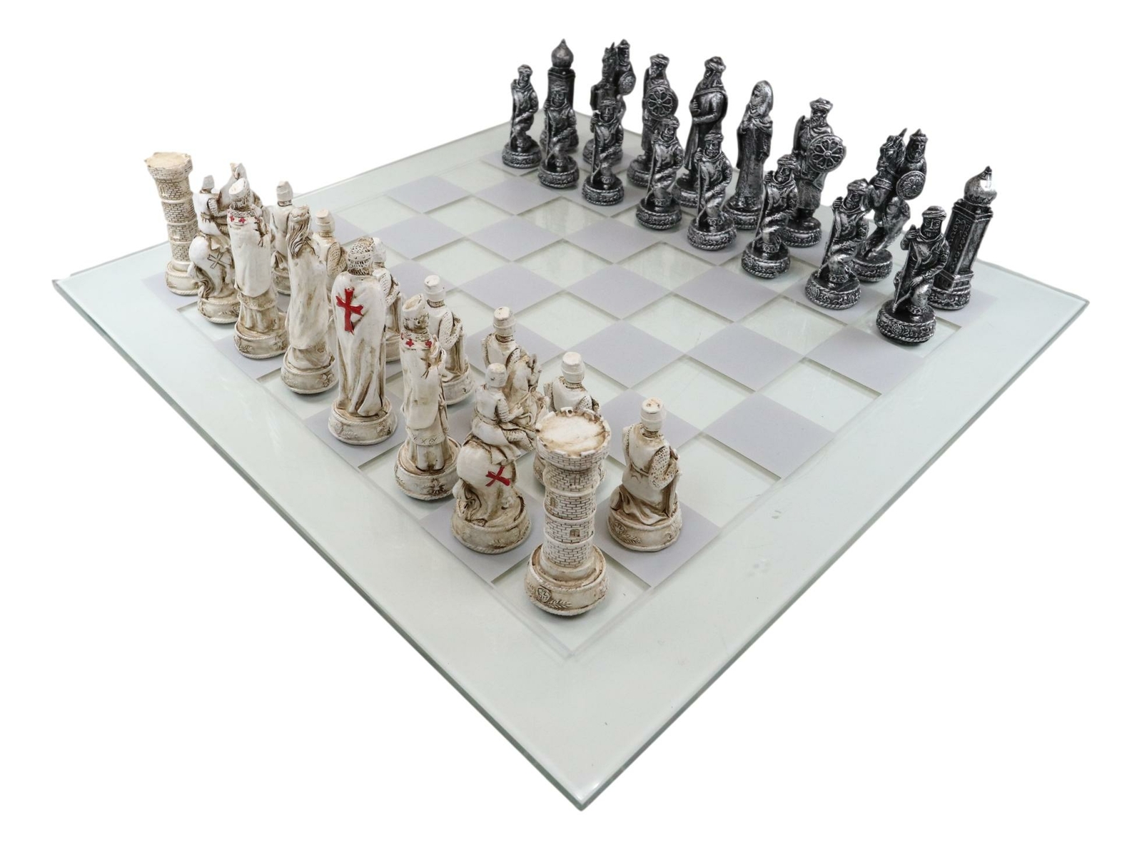 Ebros Crusader Christian Kingdom VS Ottoman Empire Chess Pieces Glass Board Set