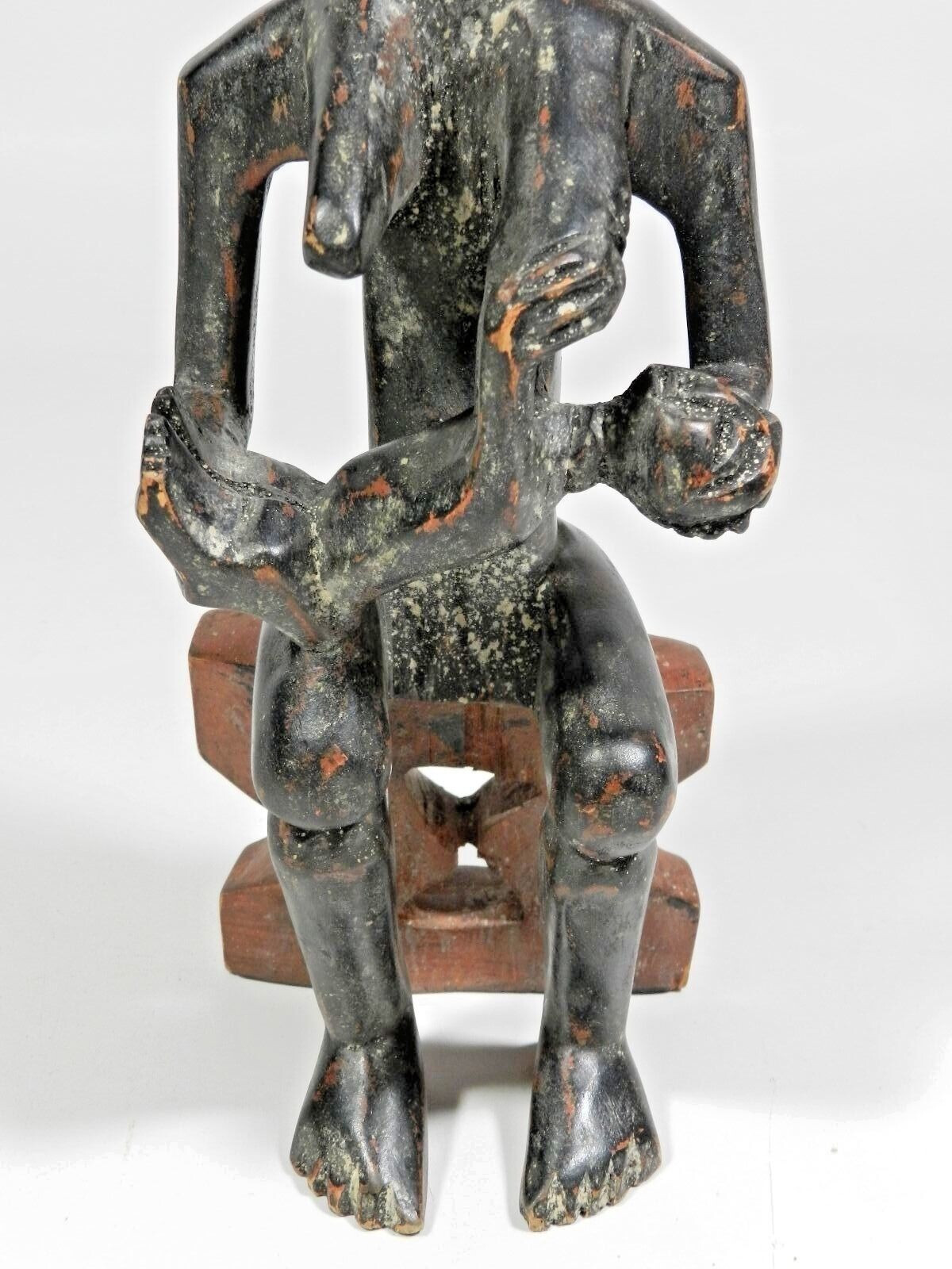 Vintage African Hand Carved Guardian Figure 14.75" Tribal Wood Sculpture